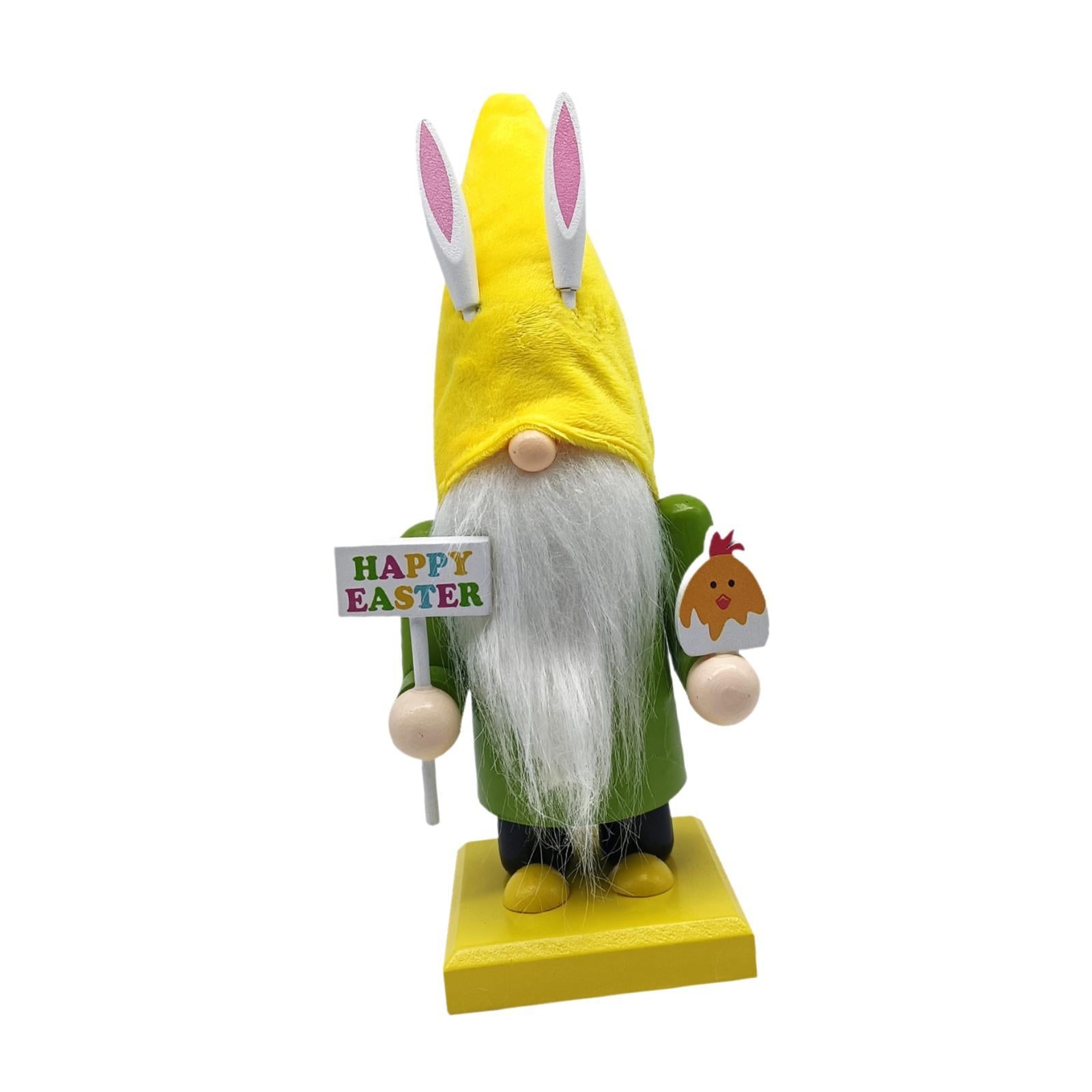 Easter Bunny Gnome Figurine Desktop Ornament for Bedroom Living Room Holiday Green