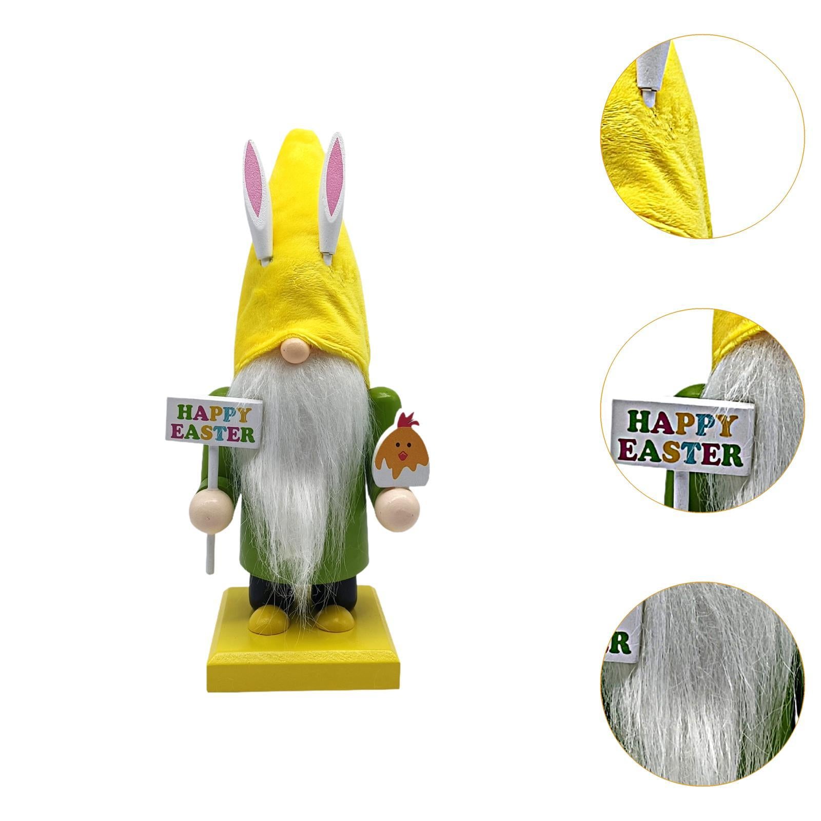 Easter Bunny Gnome Figurine Desktop Ornament for Bedroom Living Room Holiday Green