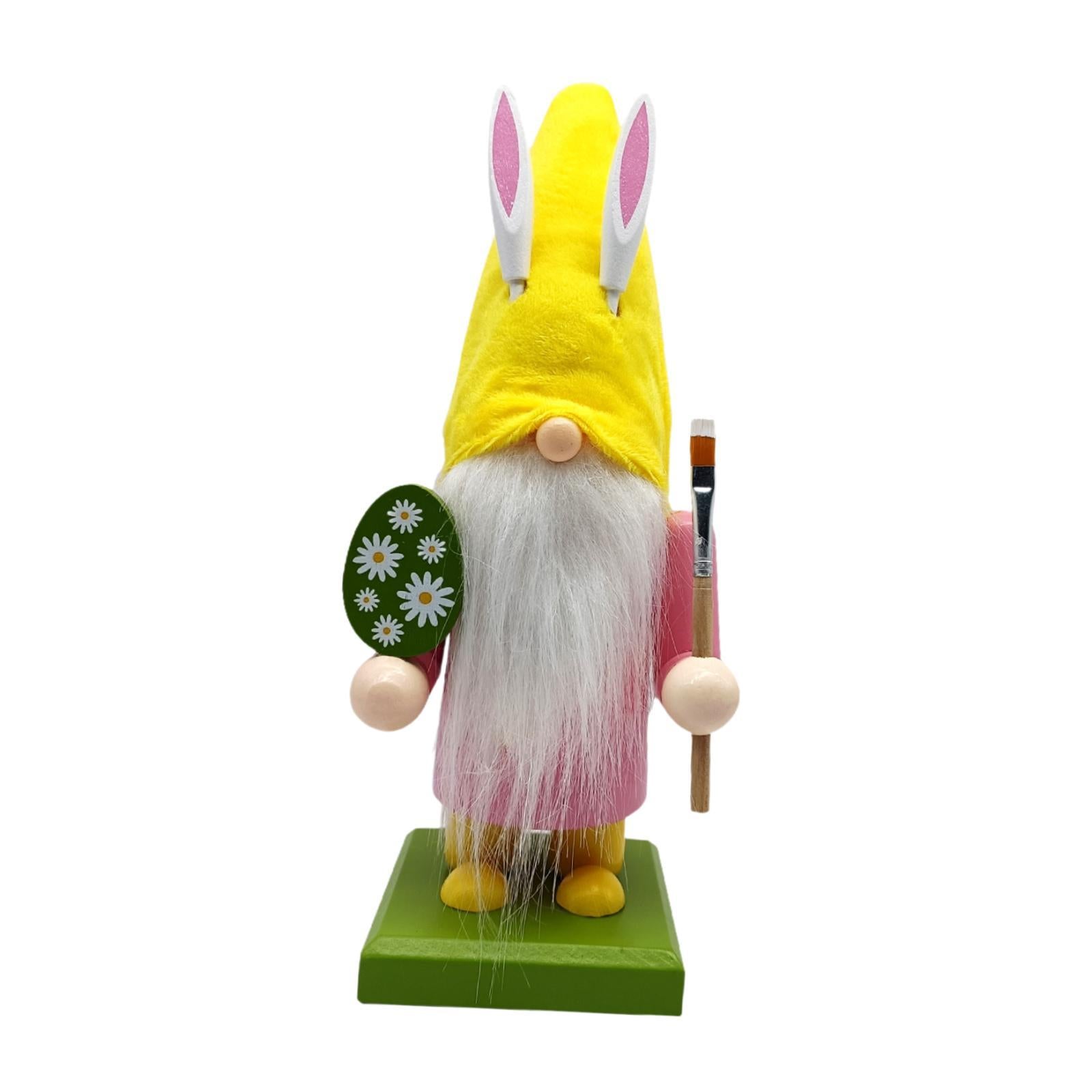 Easter Bunny Gnome Figurine Desktop Ornament for Bedroom Living Room Holiday Pink