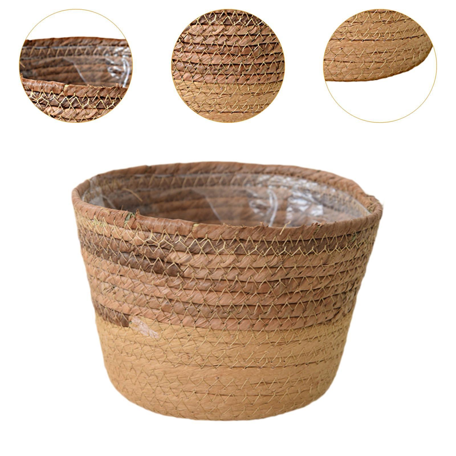 Woven Plant Basket Organizer Decoration Flower Pot for Windowsill Home Patio M