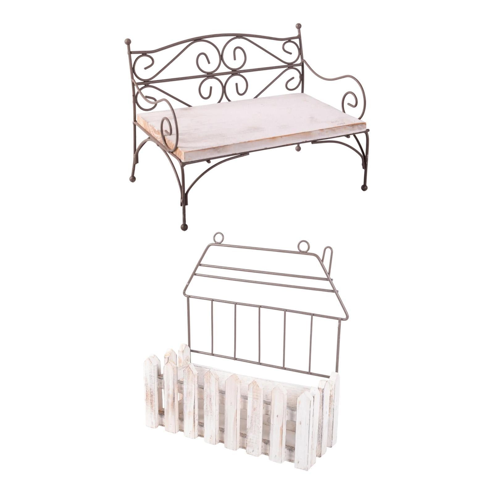 Flowerpot Stand Wire Storage Bin Hanging Wall Basket for Porch Patio Balcony 25cmx15cmx18.2cm