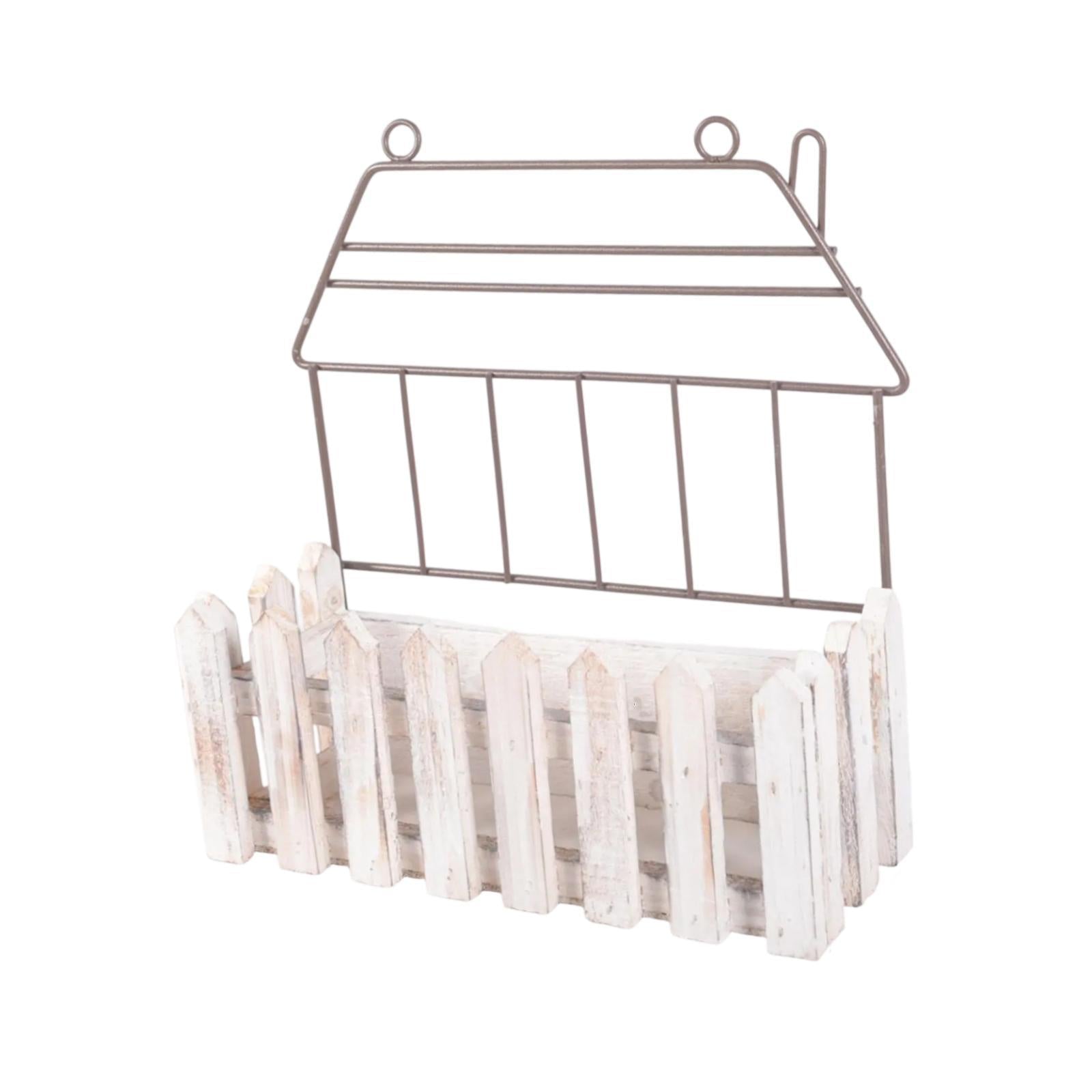 Flowerpot Stand Wire Storage Bin Hanging Wall Basket for Porch Patio Balcony 27cmx10.5cmx28.5cm