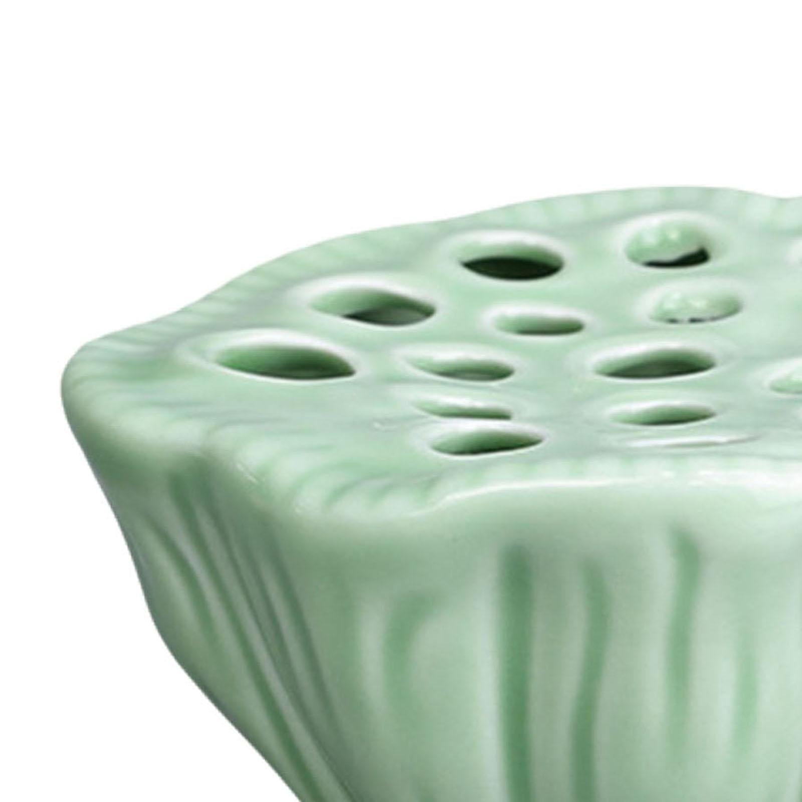 Lotus Pod Flower Arrangement Vase Floral Stem Holder for Bedroom Living Room Dark Green