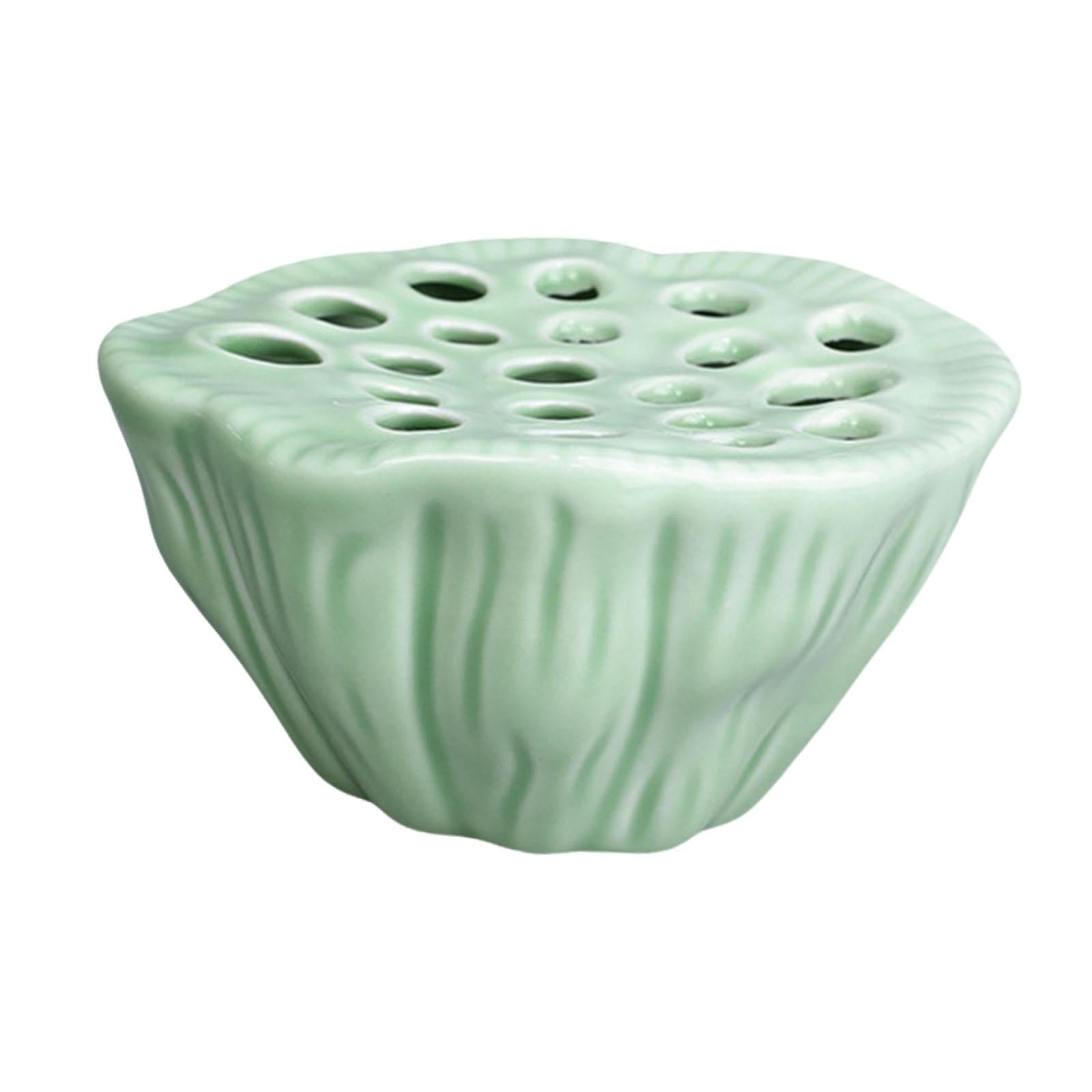 Lotus Pod Flower Arrangement Vase Floral Stem Holder for Bedroom Living Room Dark Green