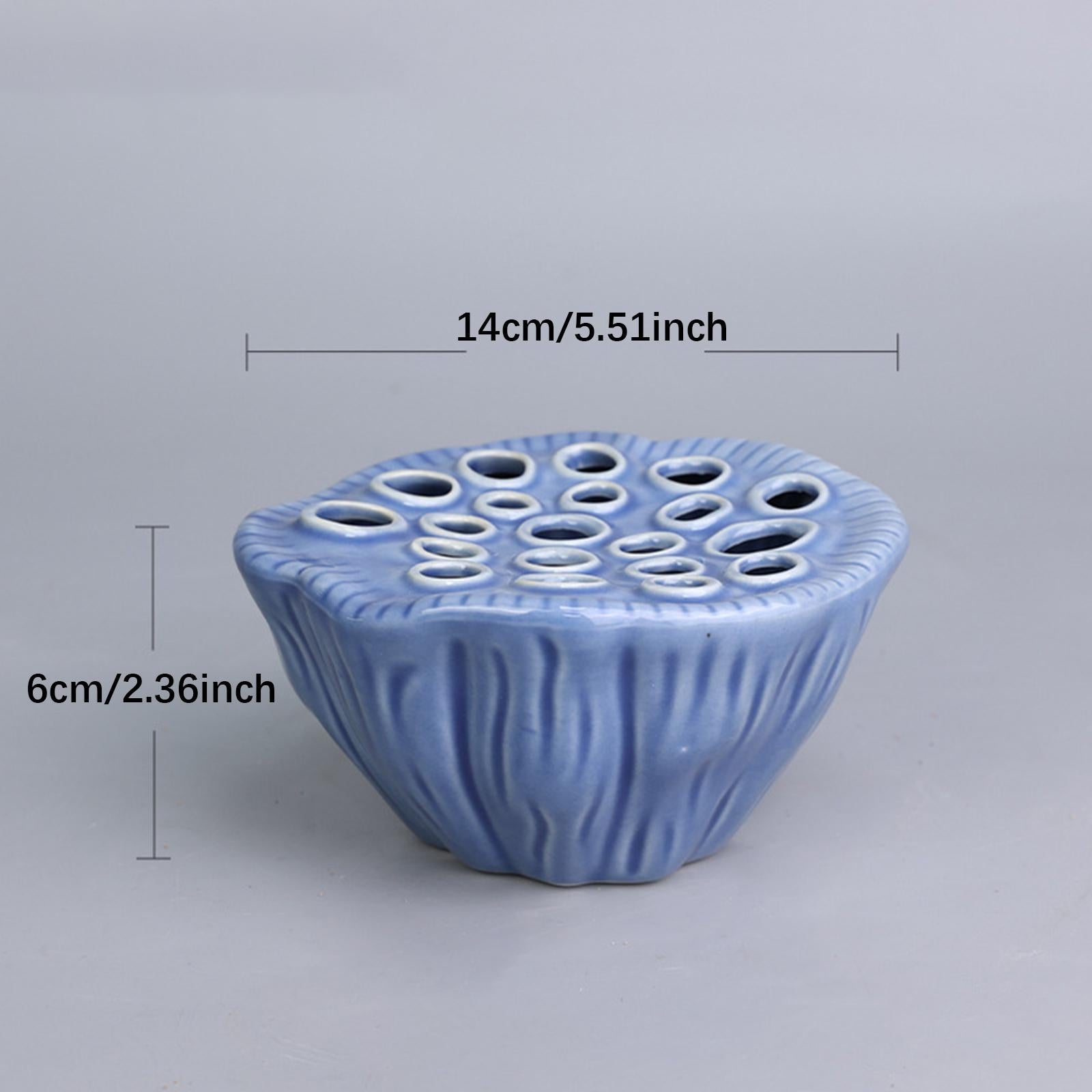 Lotus Pod Flower Arrangement Vase Floral Stem Holder for Bedroom Living Room Blue