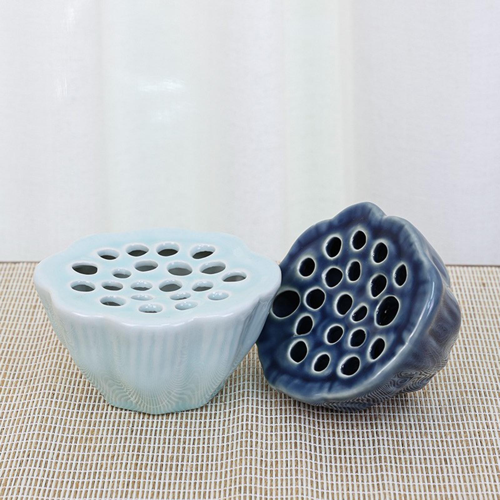 Lotus Pod Flower Arrangement Vase Floral Stem Holder for Bedroom Living Room Blue
