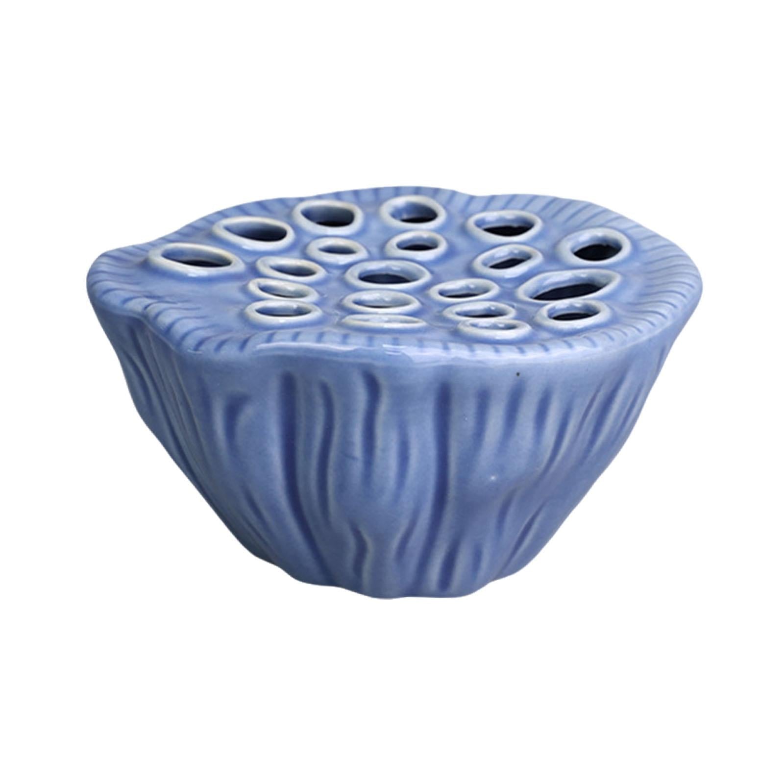 Lotus Pod Flower Arrangement Vase Floral Stem Holder for Bedroom Living Room Blue