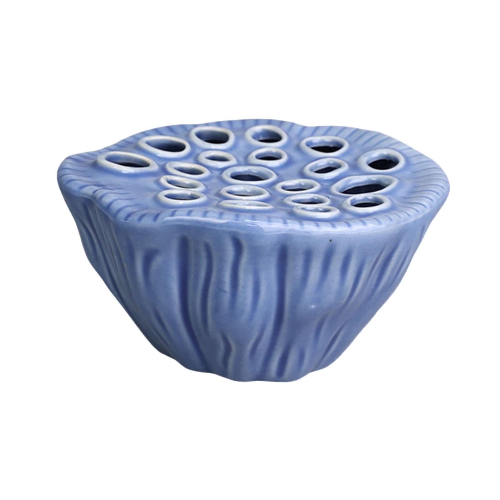 Lotus Pod Flower Arrangement Vase Floral Stem Holder for Bedroom Living Room Blue