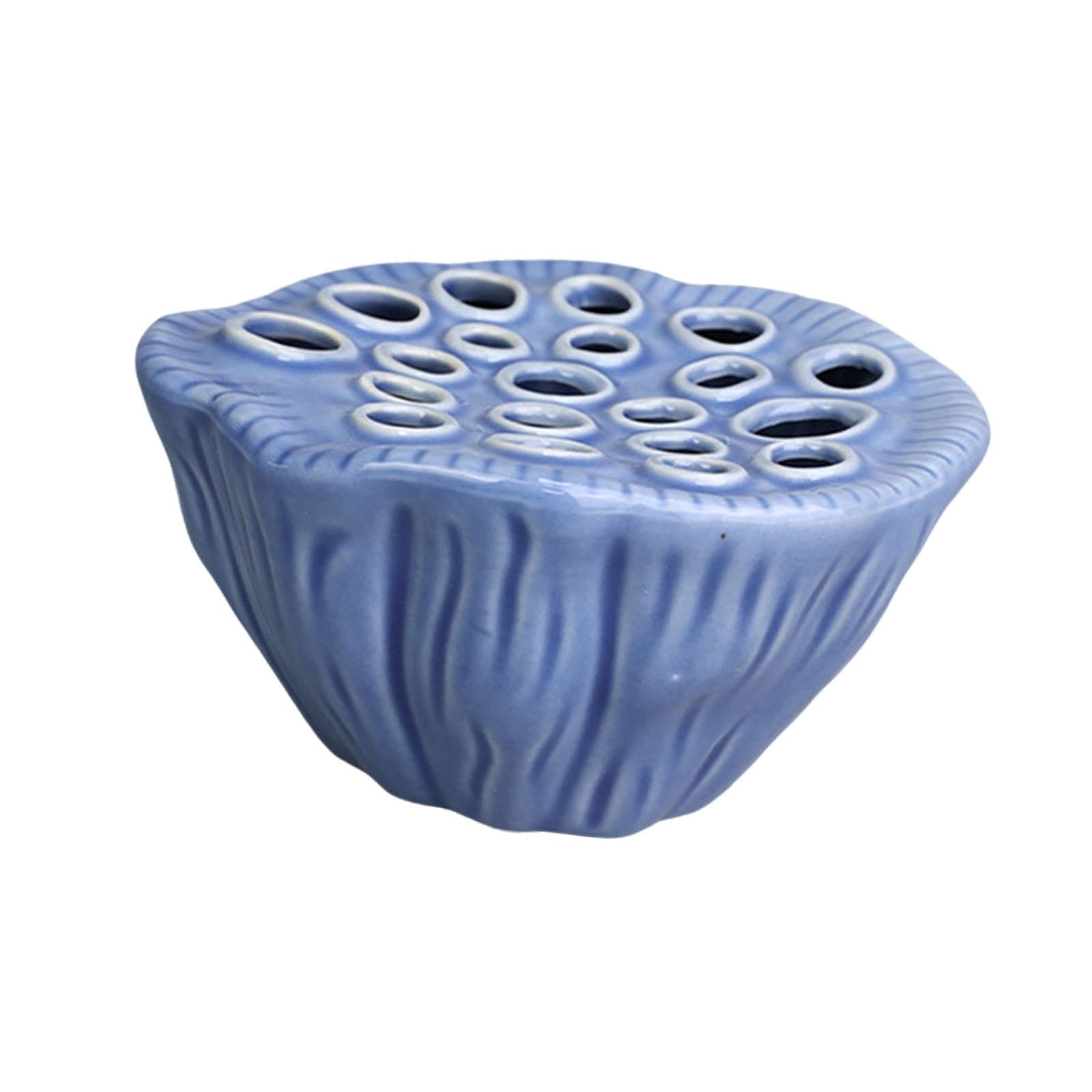 Lotus Pod Flower Arrangement Vase Floral Stem Holder for Bedroom Living Room Blue