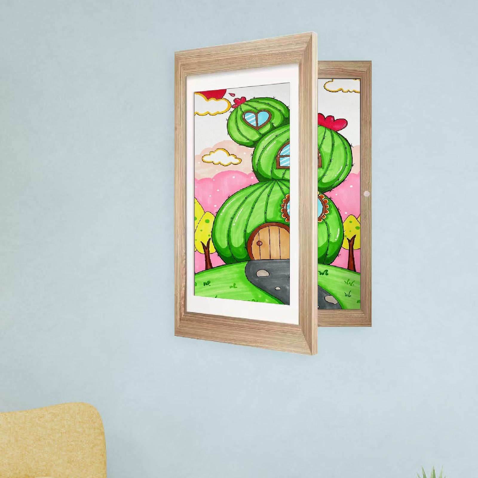 8K Kids Art Display Frame Accessory for Certificates Documents Picture Frame Wood Color Frame