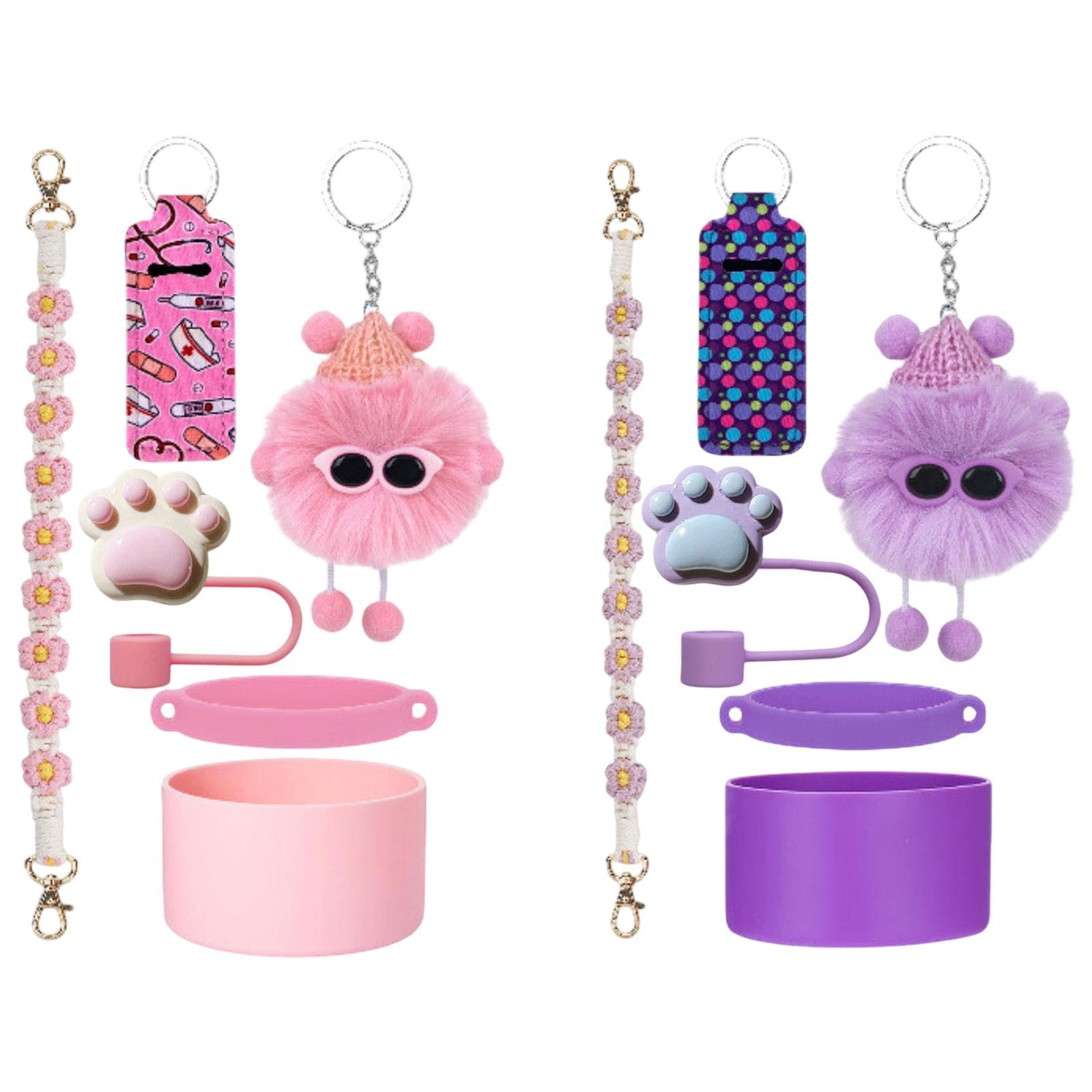 Cup Accessories Set Dustproof Home Multifunctional Professional Straw Topper Pink