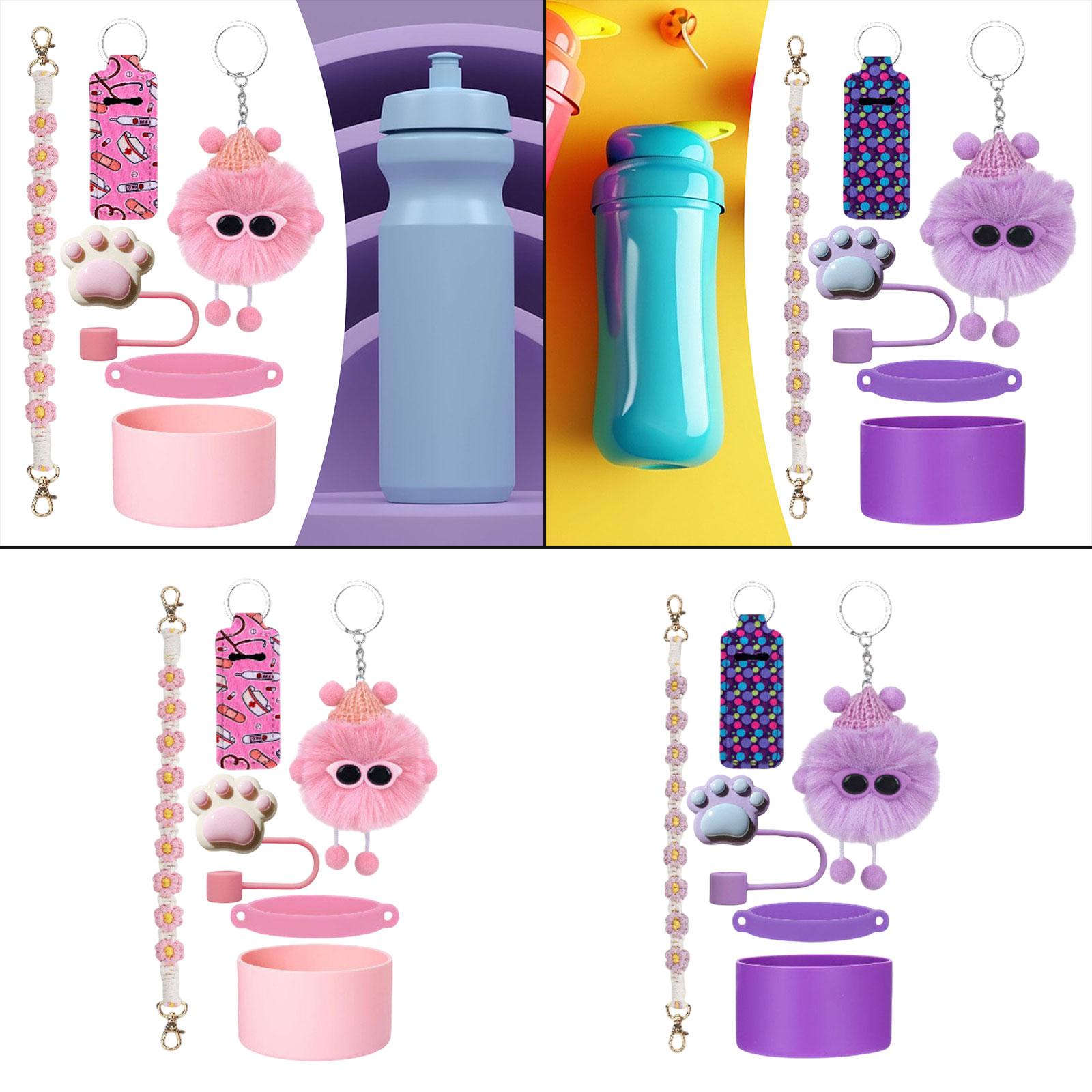 Cup Accessories Set Dustproof Home Multifunctional Professional Straw Topper Pink