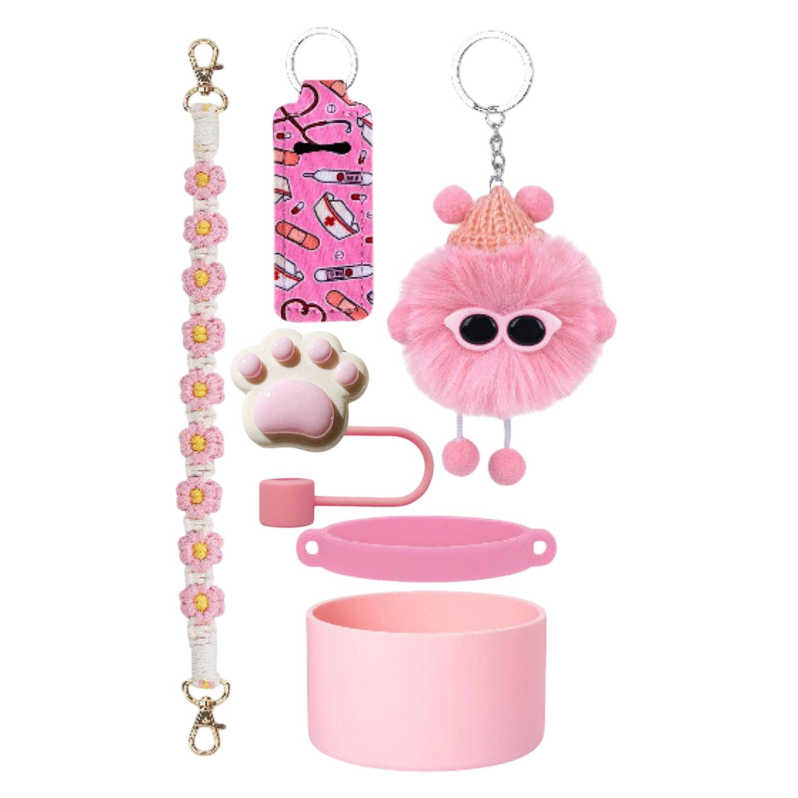 Cup Accessories Set Dustproof Home Multifunctional Professional Straw Topper Pink