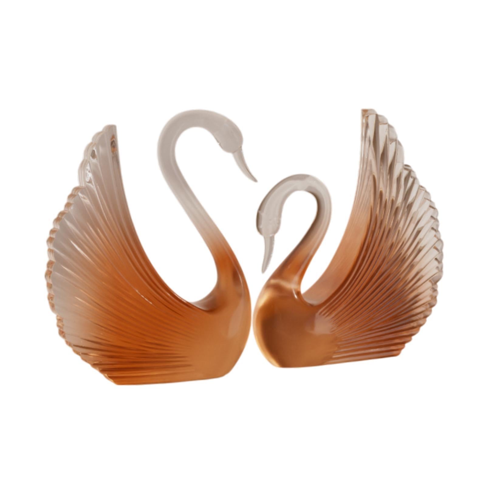 Swan Statue Decorative Crafts Realistic Figurine for Party Living Room Shelf Orange