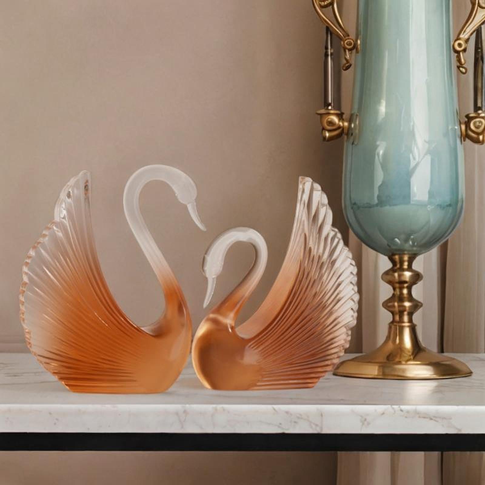 Swan Statue Decorative Crafts Realistic Figurine for Party Living Room Shelf Orange