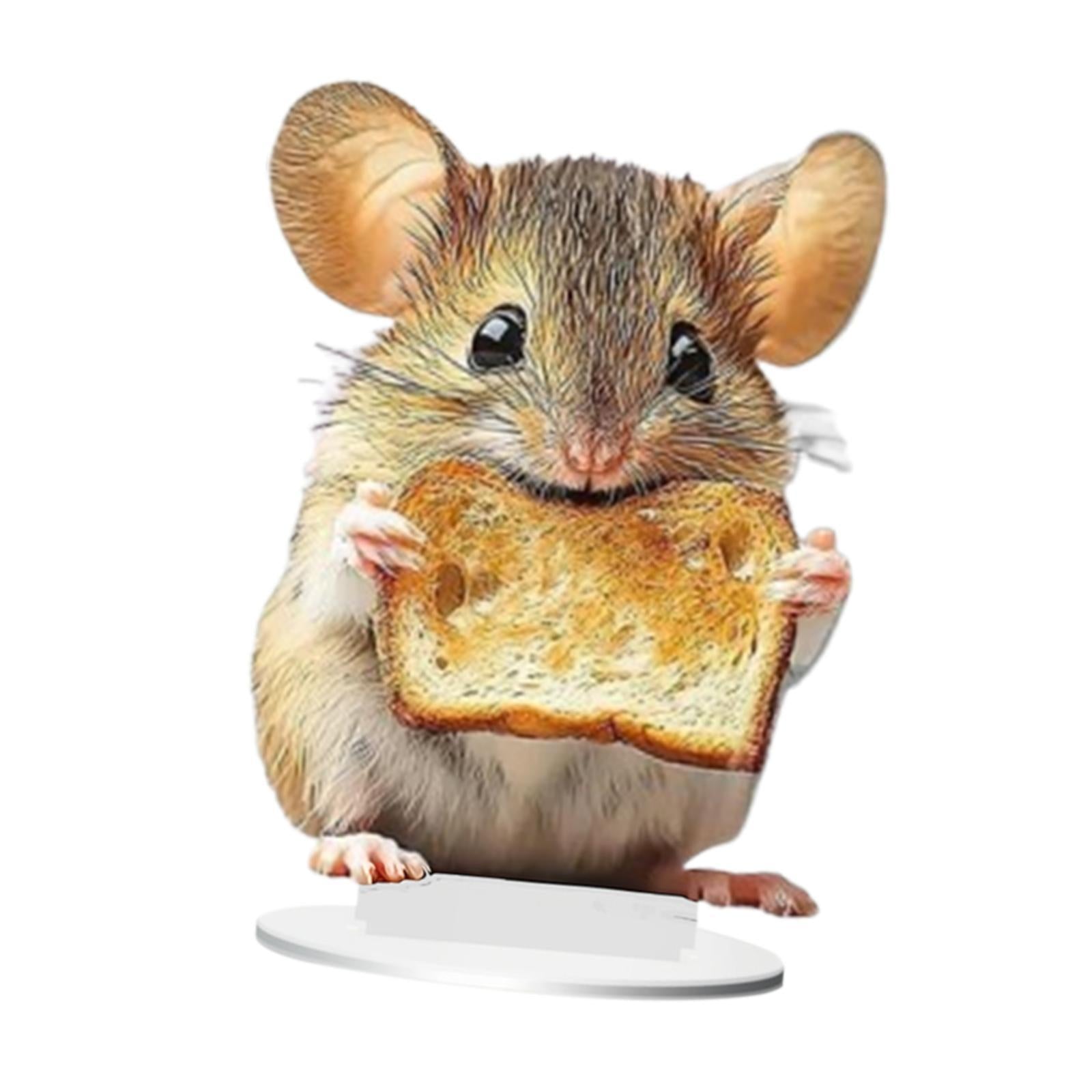 2D Flat Hamster Eating Bread Table Sign Waterproof Multipurpose with Bracket