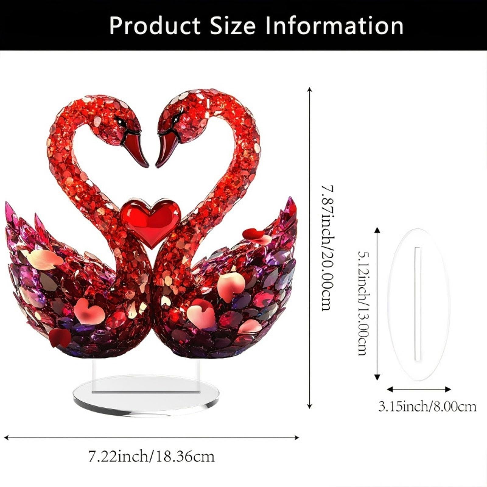 Romantic Love Swan Ornament 2D Flat Acrylic Desktop Sign for Cafe Study Room