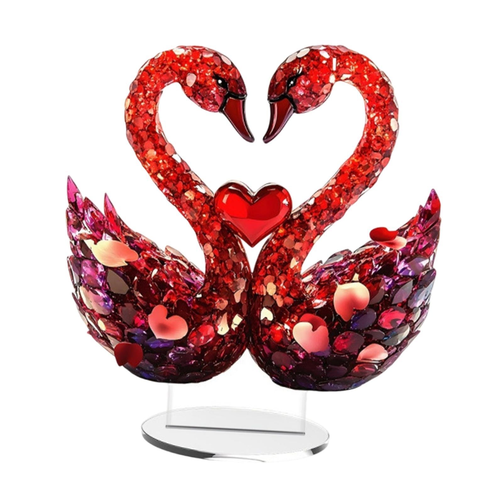 Romantic Love Swan Ornament 2D Flat Acrylic Desktop Sign for Cafe Study Room