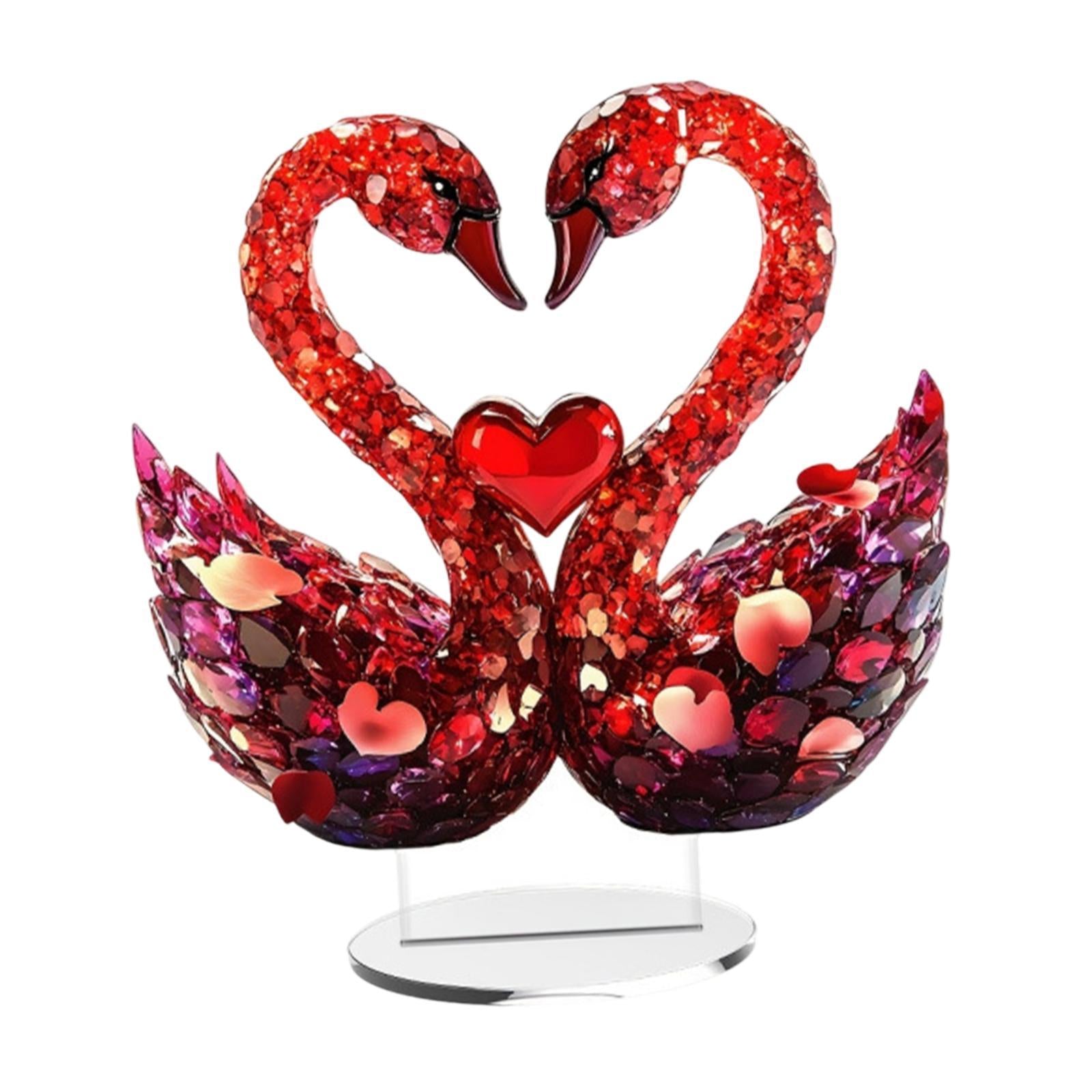 Romantic Love Swan Ornament 2D Flat Acrylic Desktop Sign for Cafe Study Room