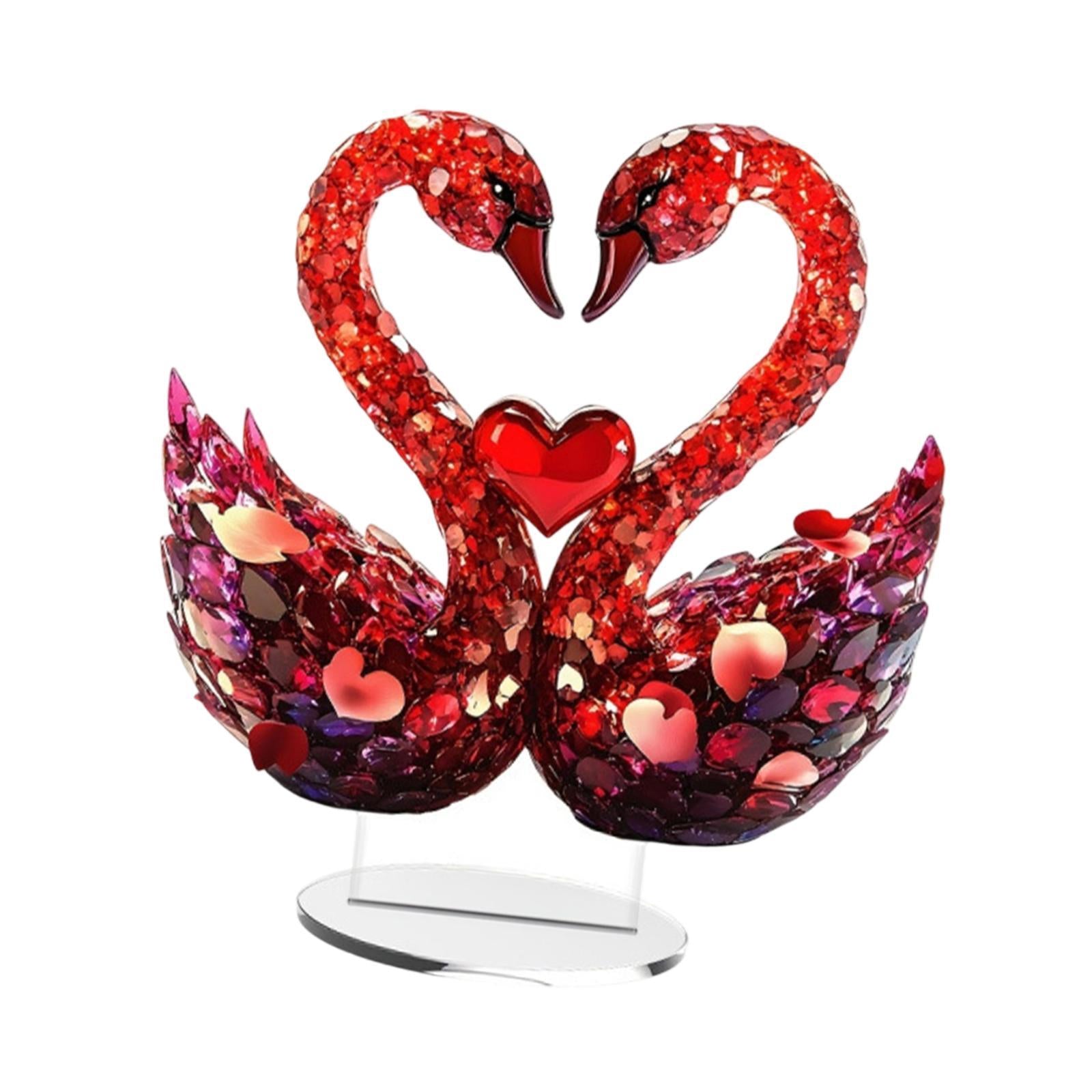 Romantic Love Swan Ornament 2D Flat Acrylic Desktop Sign for Cafe Study Room