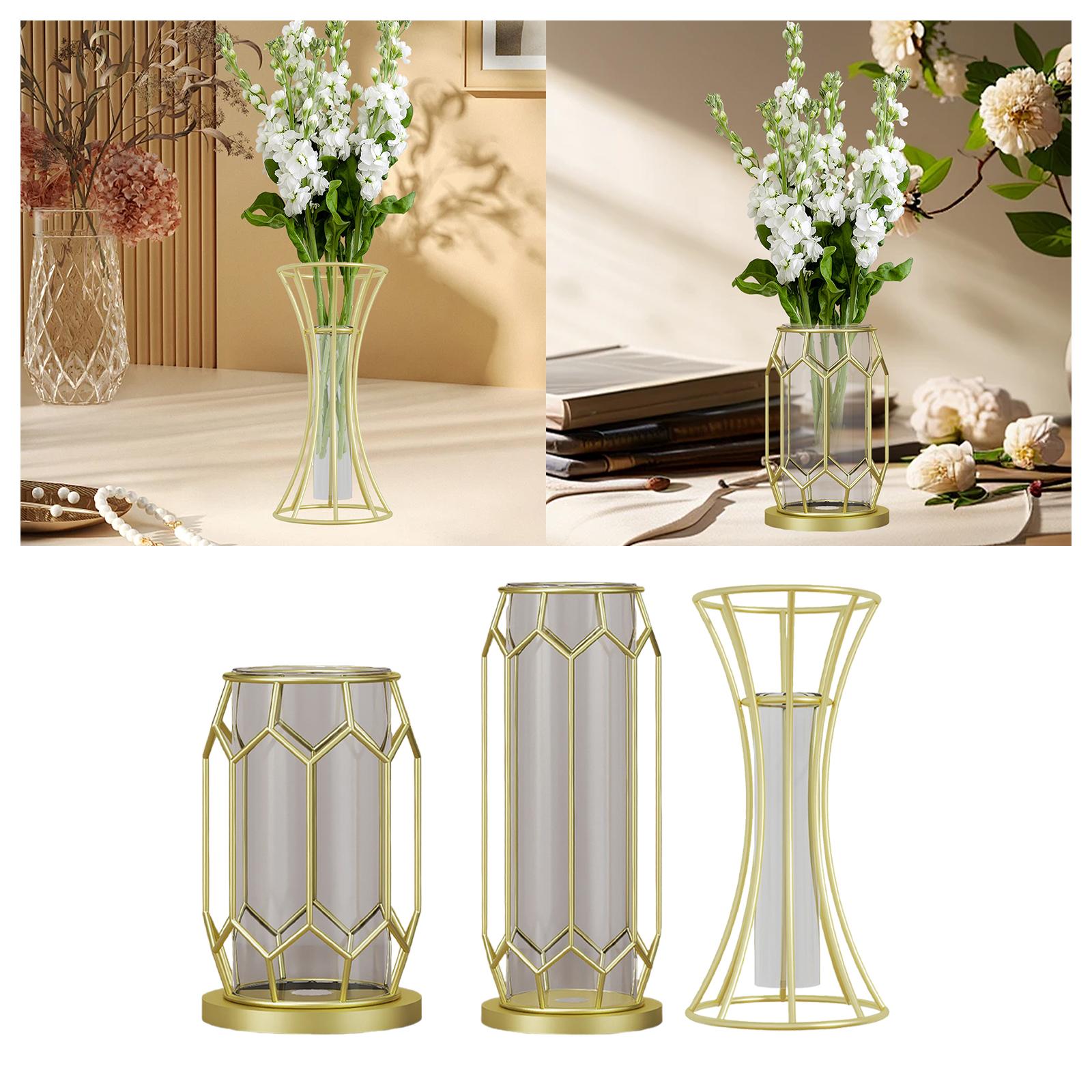 Glass Flower Vase Aesthetic Tabletop Ornament for Bedroom Dining Table Party Small Rhombus