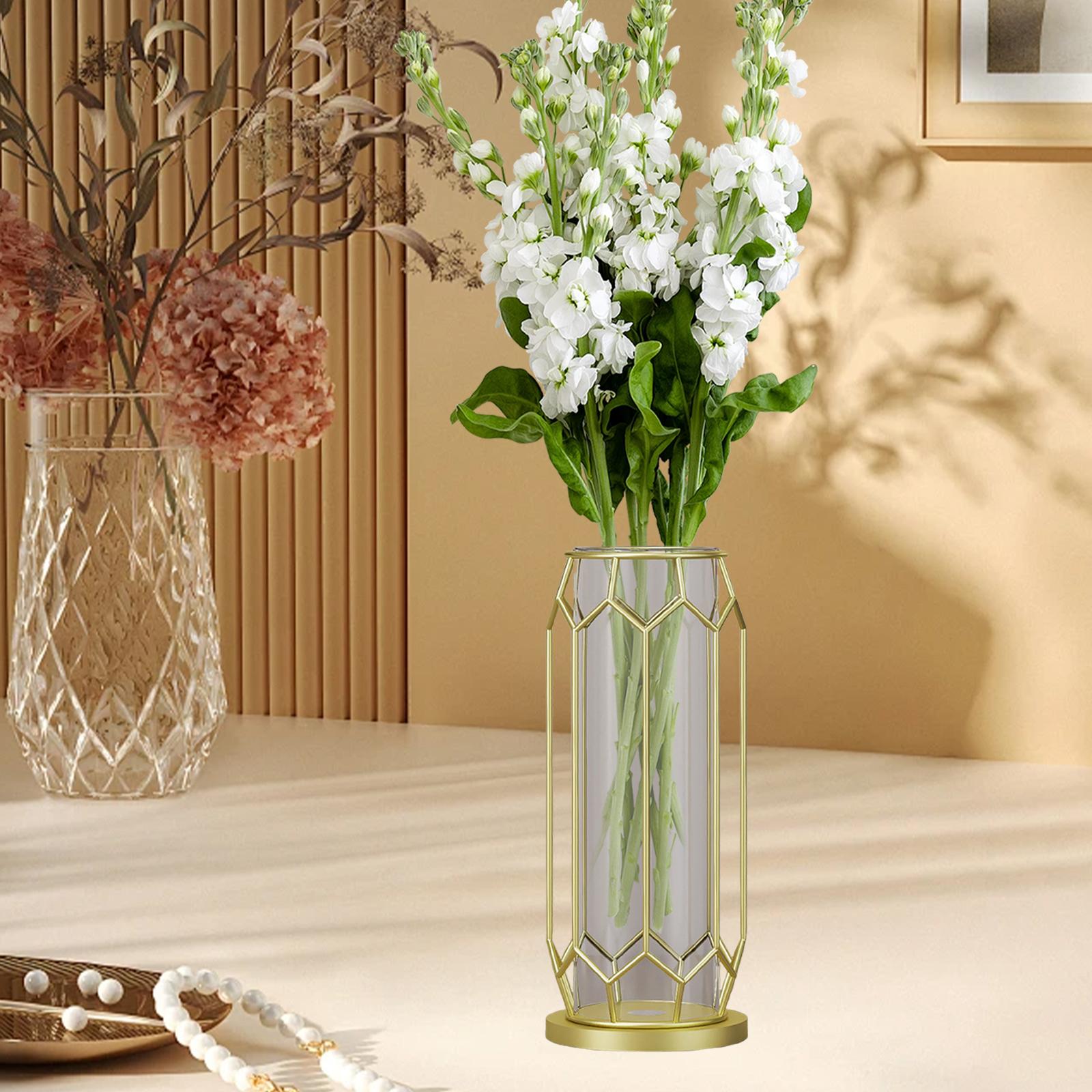 Glass Flower Vase Aesthetic Tabletop Ornament for Bedroom Dining Table Party Large Rhombus