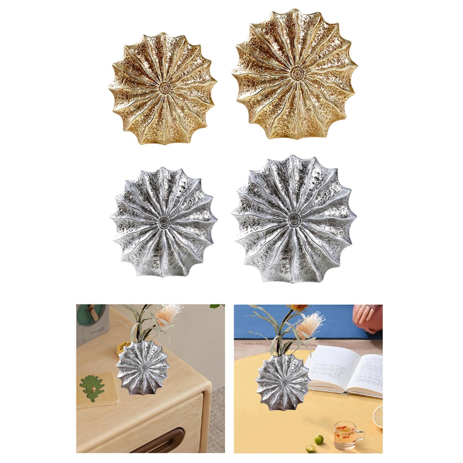 Conch Flower Vase Retro Tabletop Ornament for Dining Table Living Room Party Gold Small