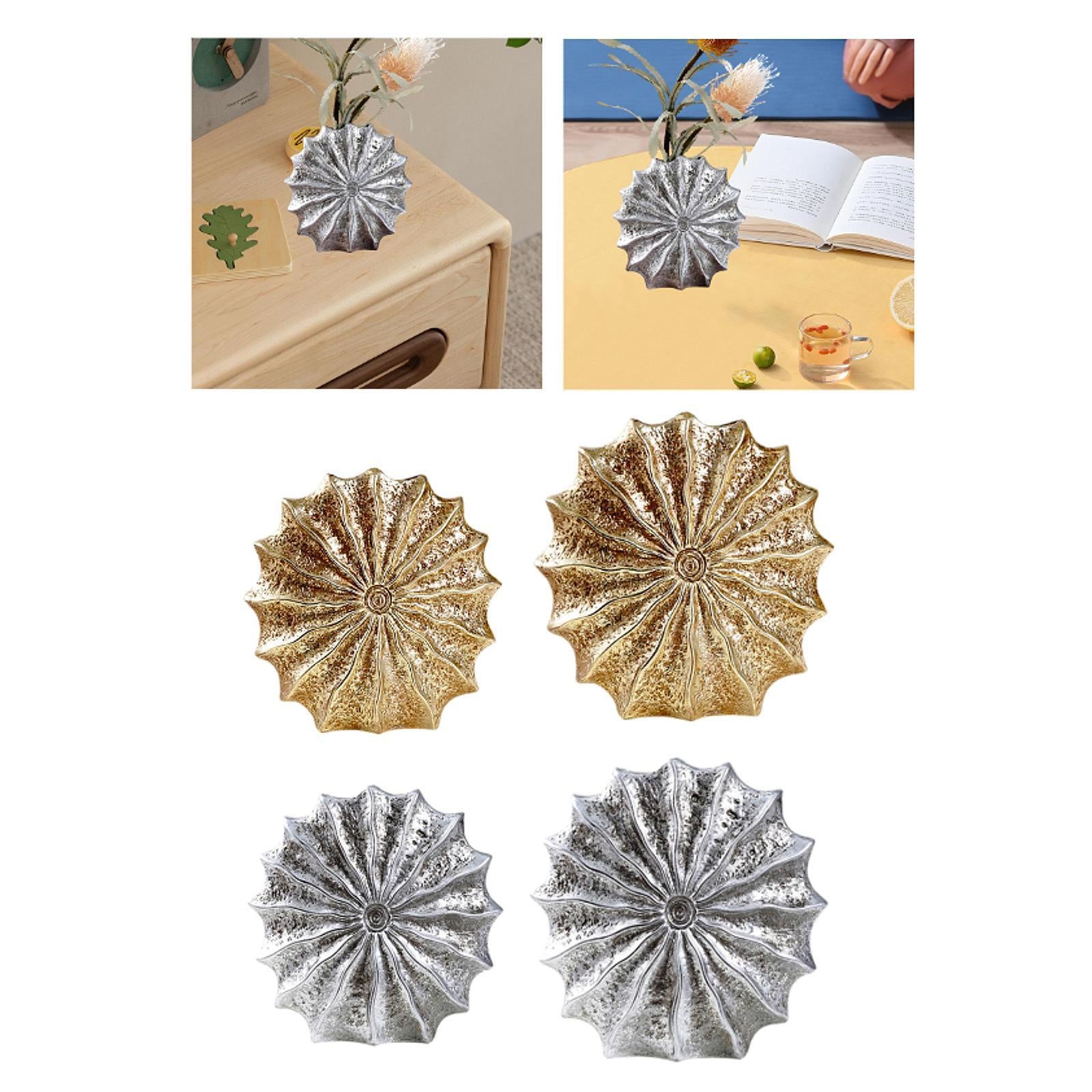 Conch Flower Vase Retro Tabletop Ornament for Dining Table Living Room Party Gold Small