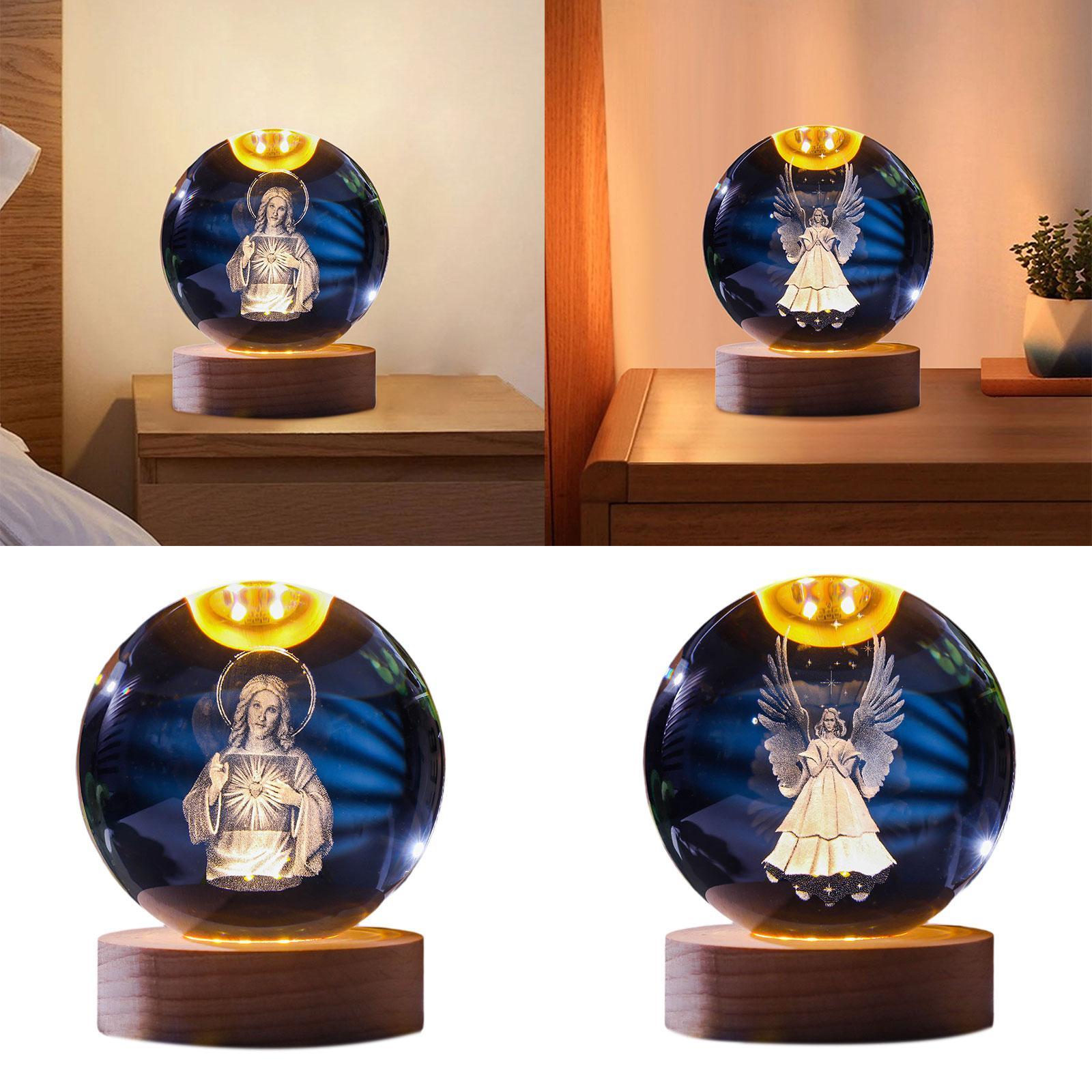 Clear Ball Night Light Novelty Table Ornament for Desk Bedroom Birthday Gift Women