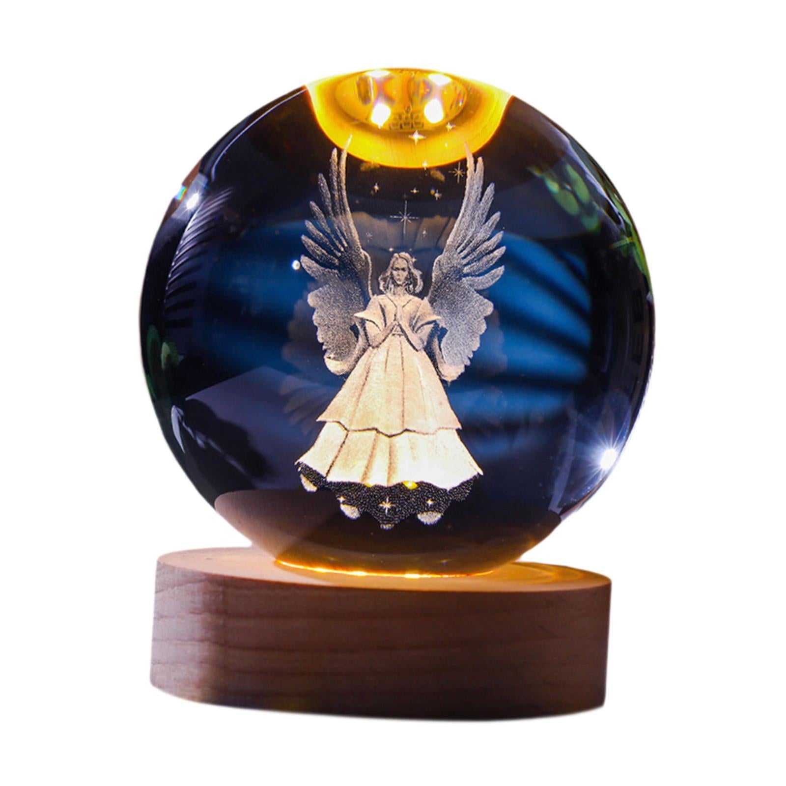 Clear Ball Night Light Novelty Table Ornament for Desk Bedroom Birthday Gift Angel