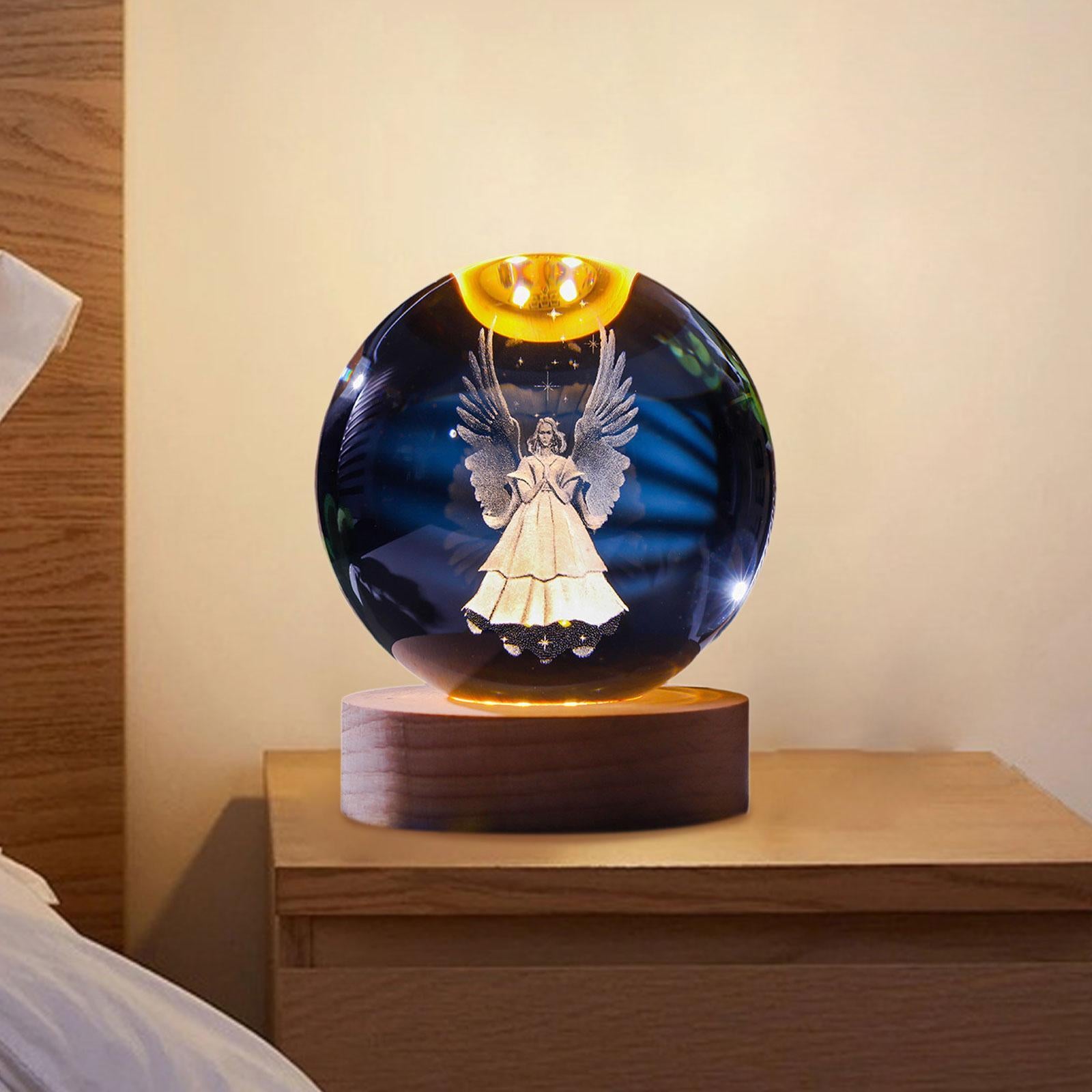 Clear Ball Night Light Novelty Table Ornament for Desk Bedroom Birthday Gift Angel