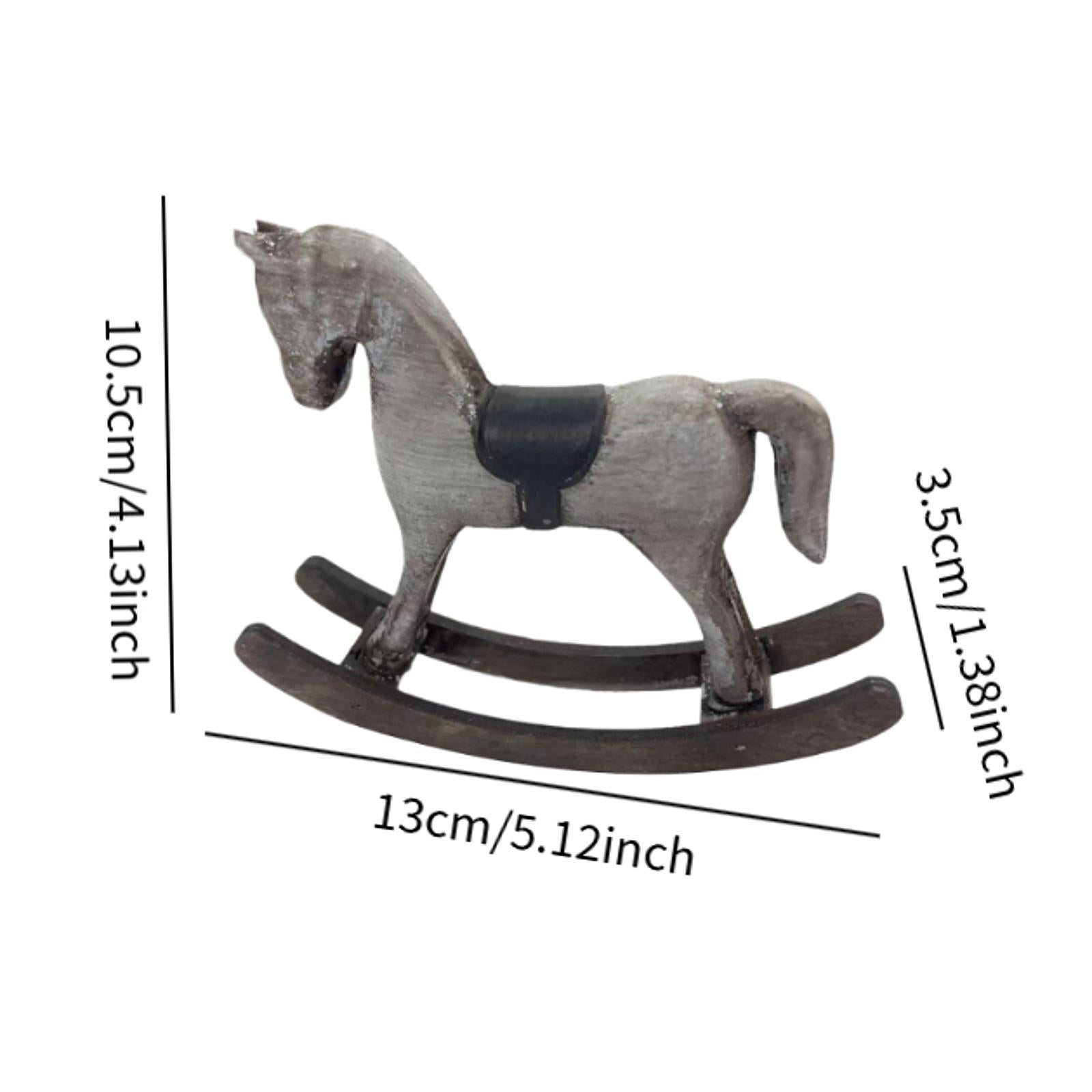 Rocking Horse Figurine Decorative Statue for Living Room Fireplace Bookshelf Gray