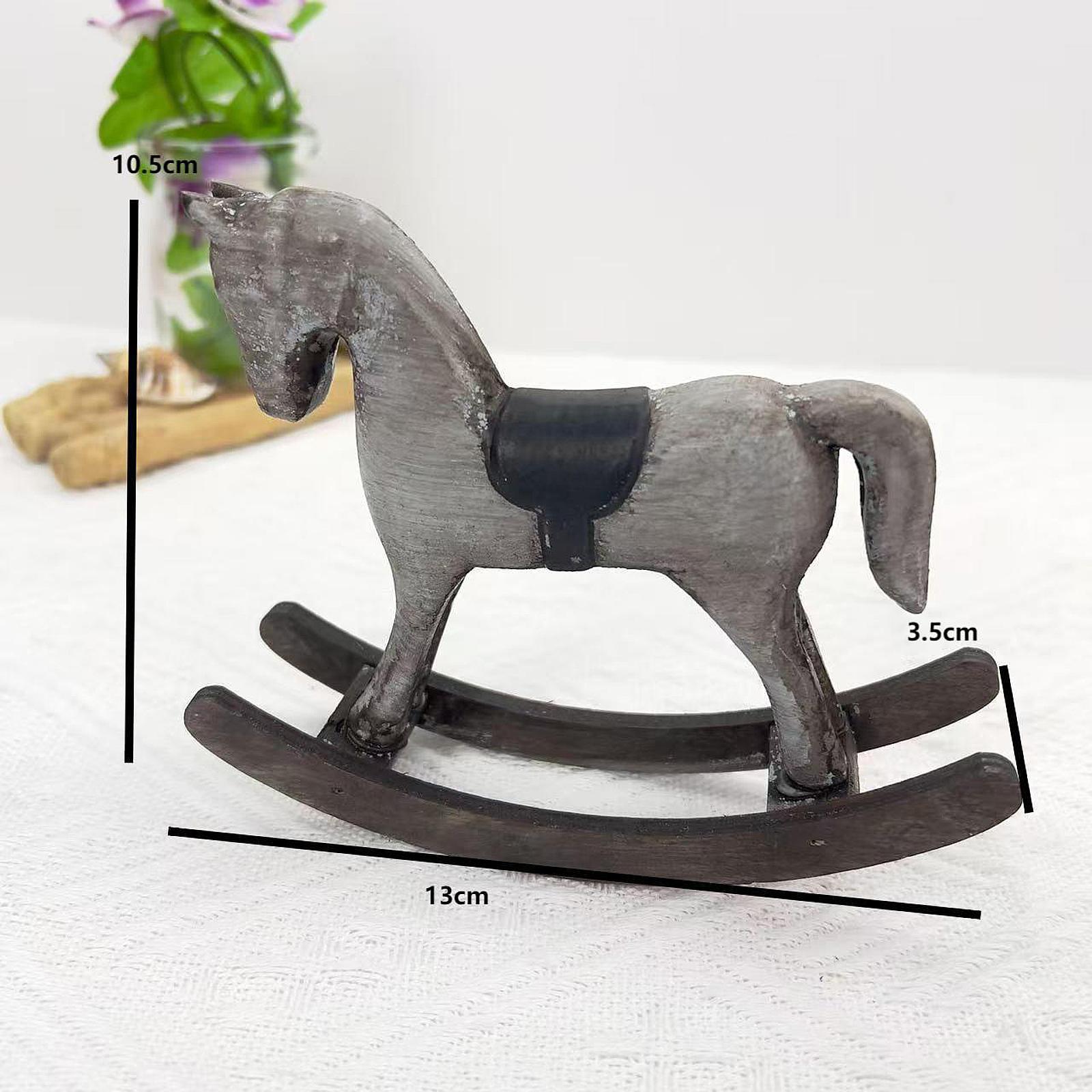 Rocking Horse Figurine Decorative Statue for Living Room Fireplace Bookshelf Gray