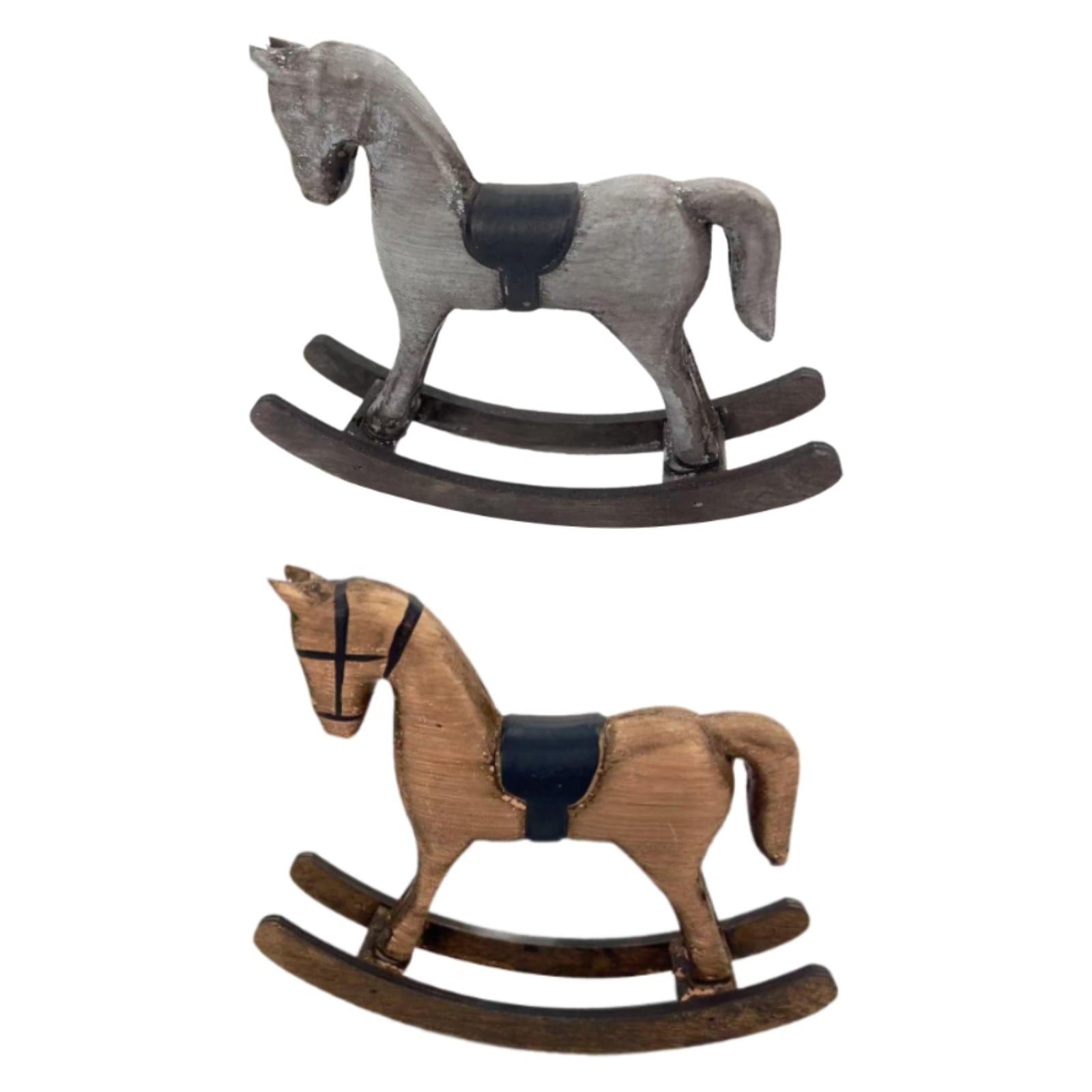 Rocking Horse Figurine Decorative Statue for Living Room Fireplace Bookshelf Gray