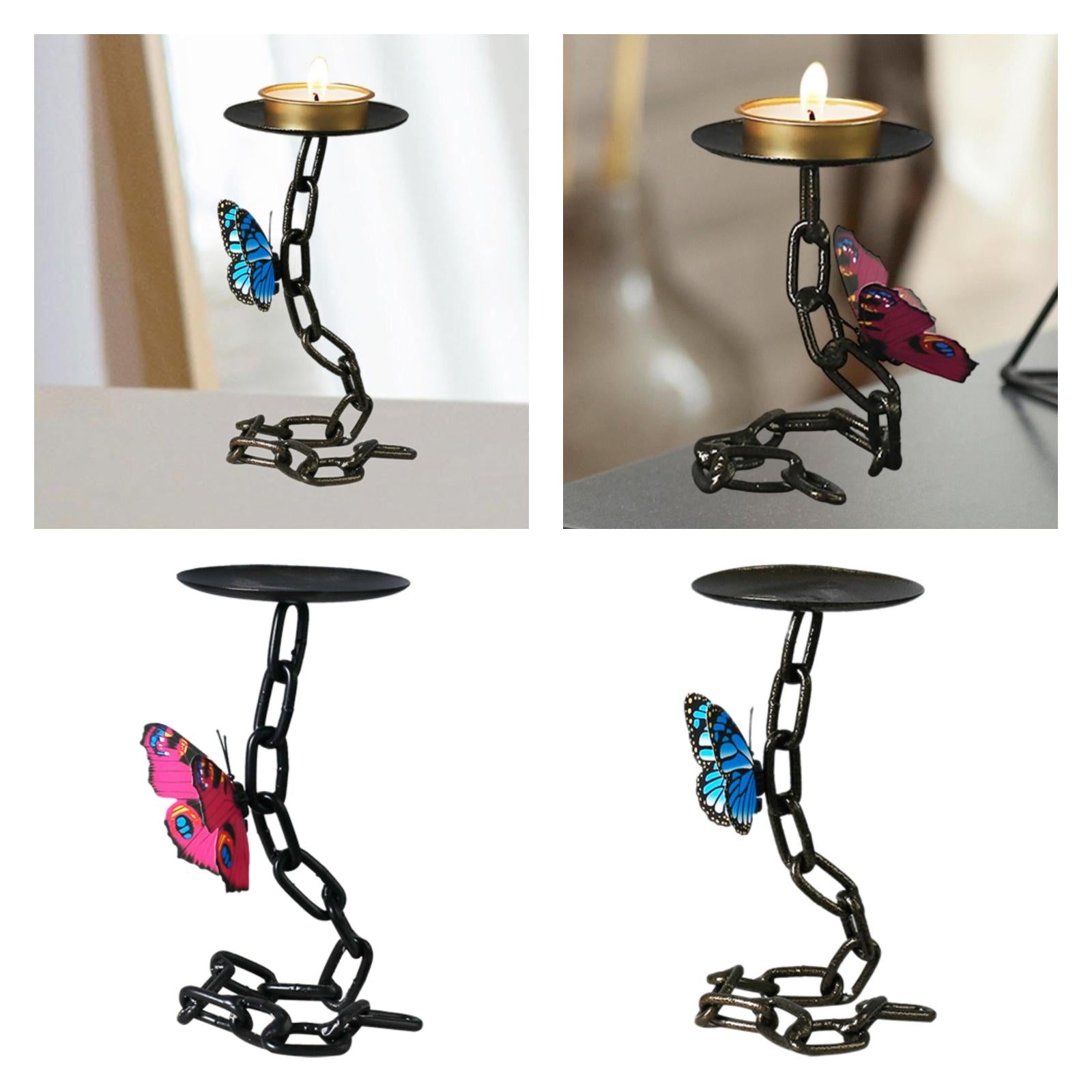 Butterfly Chain Candle Holder Centerpiece for Restaurant Living Room Holiday Pink Butterfly