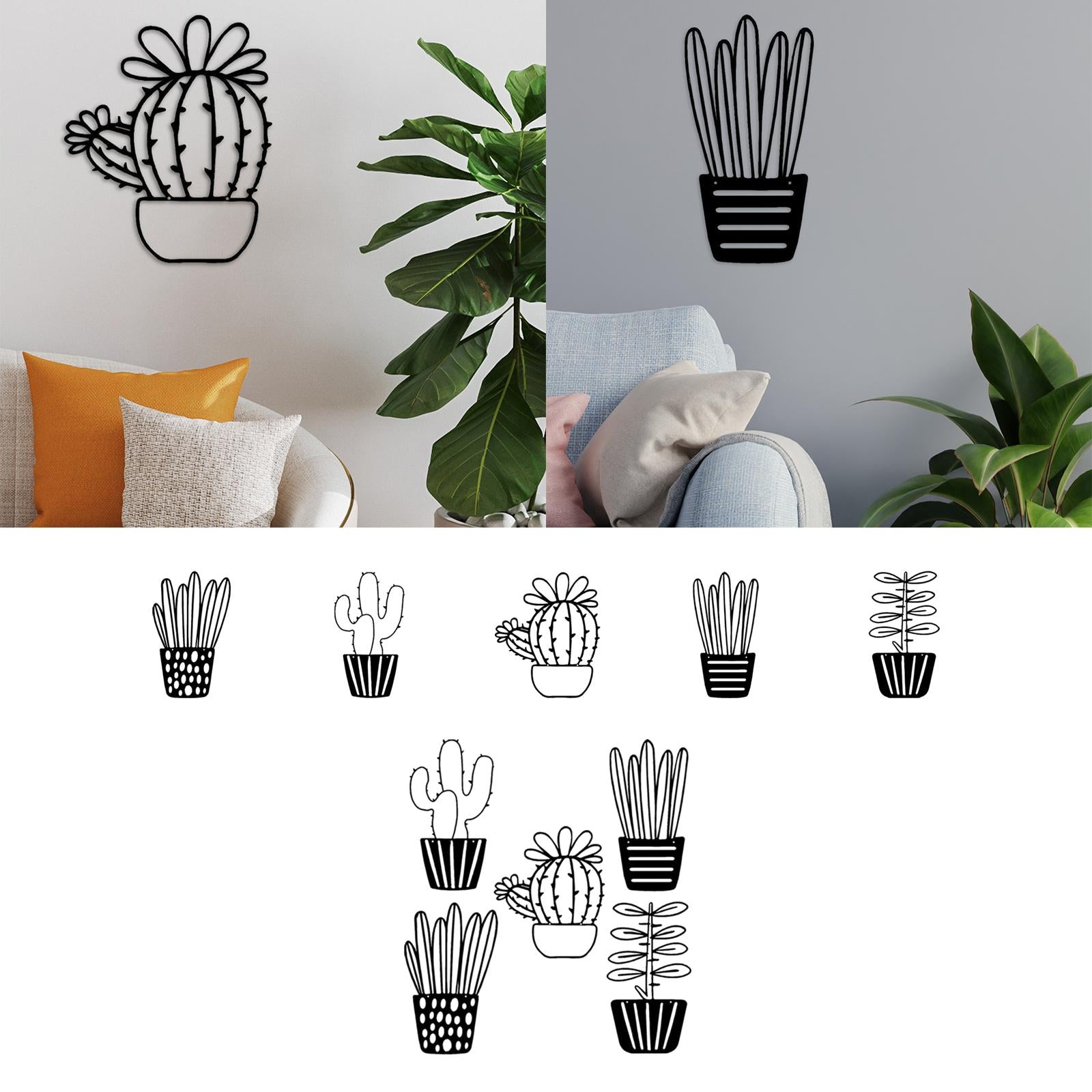Plant Metal Wall Art Gift Hanging Ornament for Housewarming Hallway Bathroom Style A