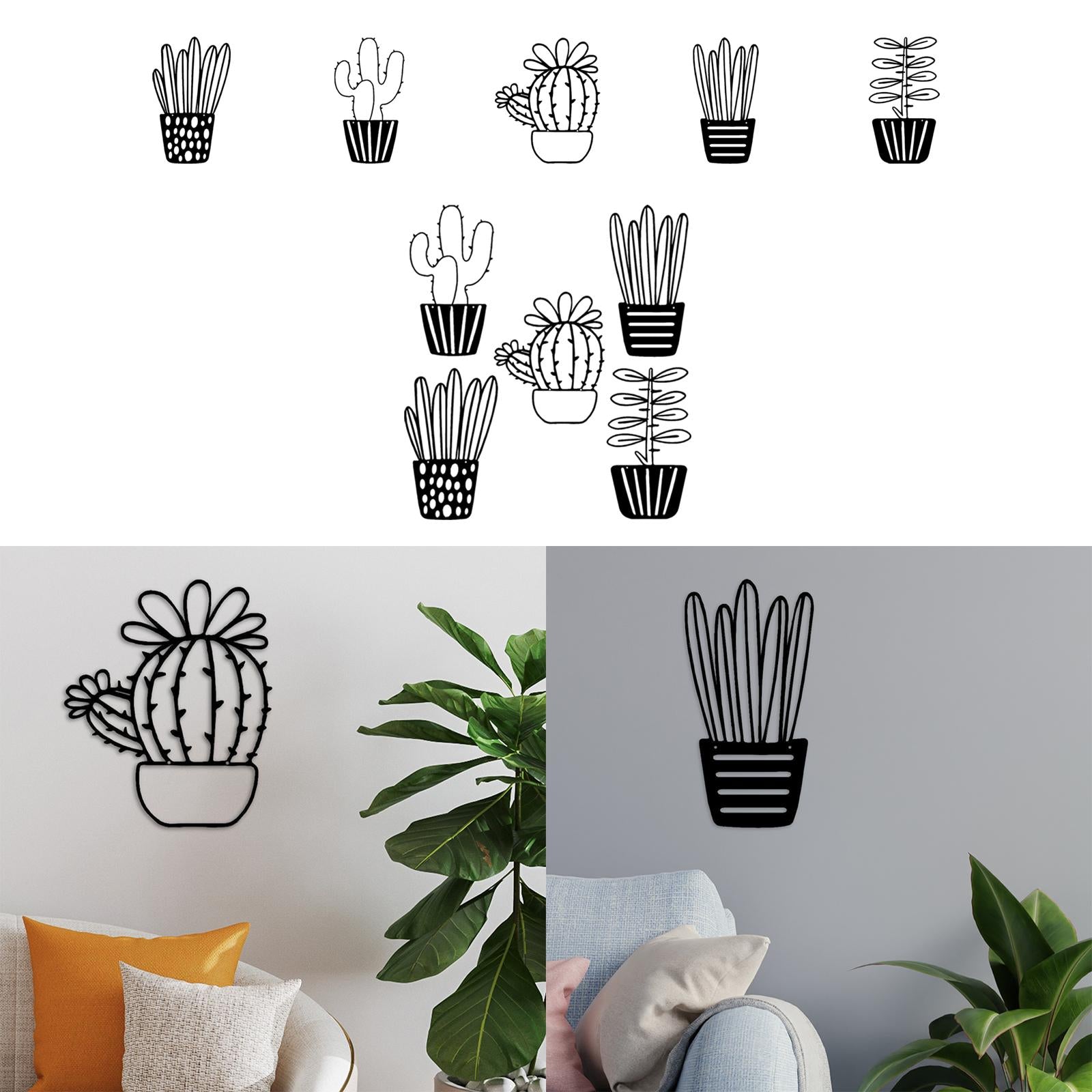 Plant Metal Wall Art Gift Hanging Ornament for Housewarming Hallway Bathroom Style A
