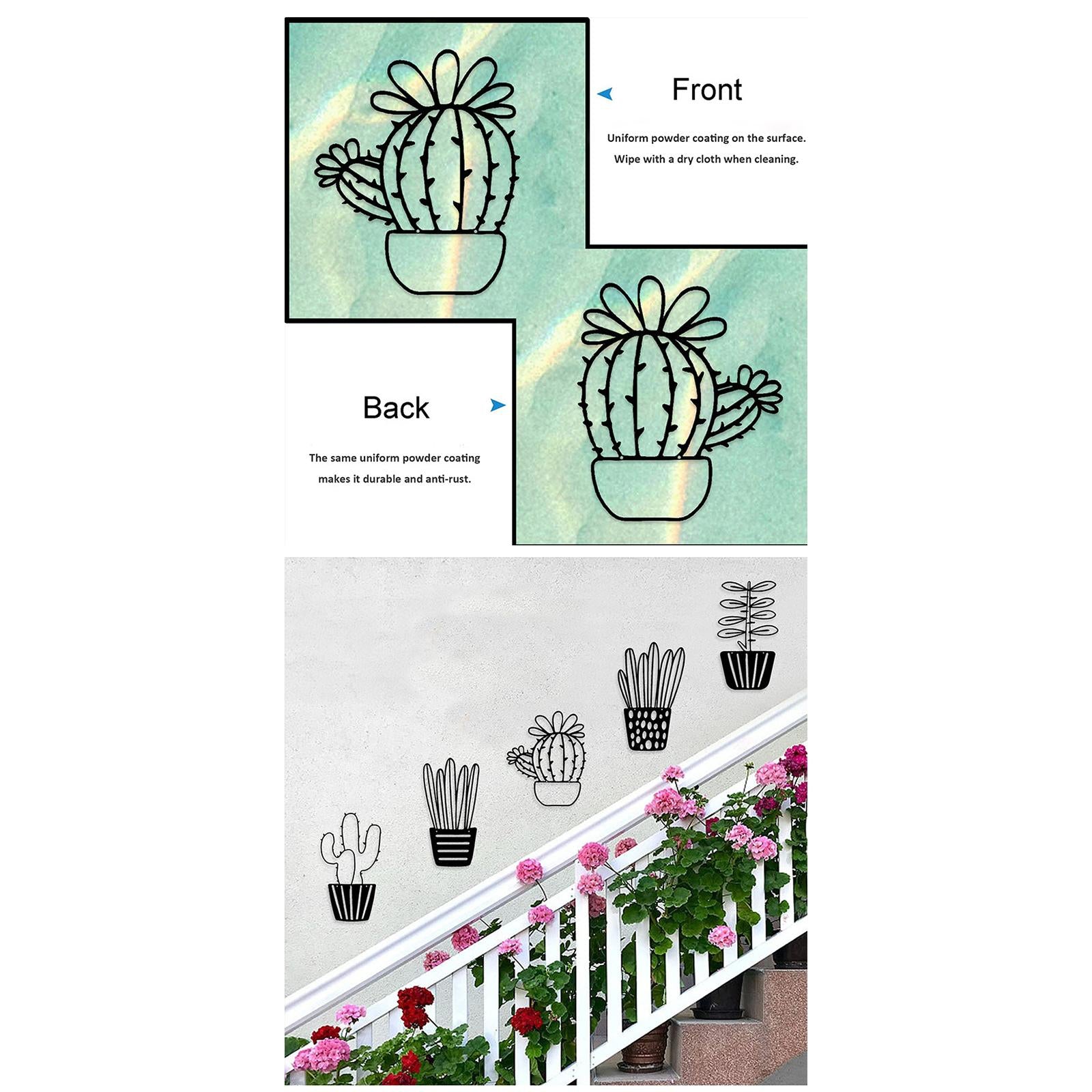 Plant Metal Wall Art Gift Hanging Ornament for Housewarming Hallway Bathroom Style C