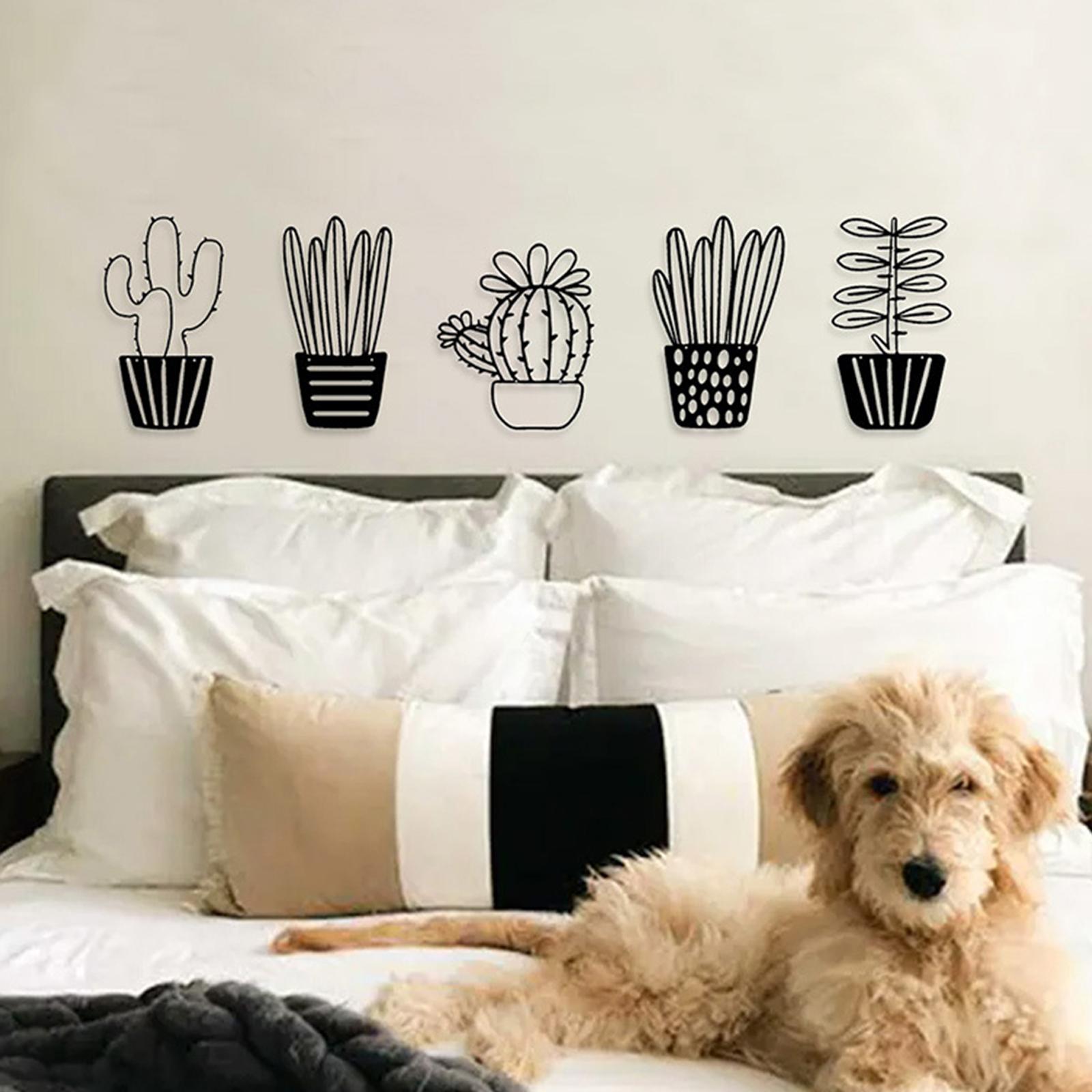 Plant Metal Wall Art Gift Hanging Ornament for Housewarming Hallway Bathroom 1 Set