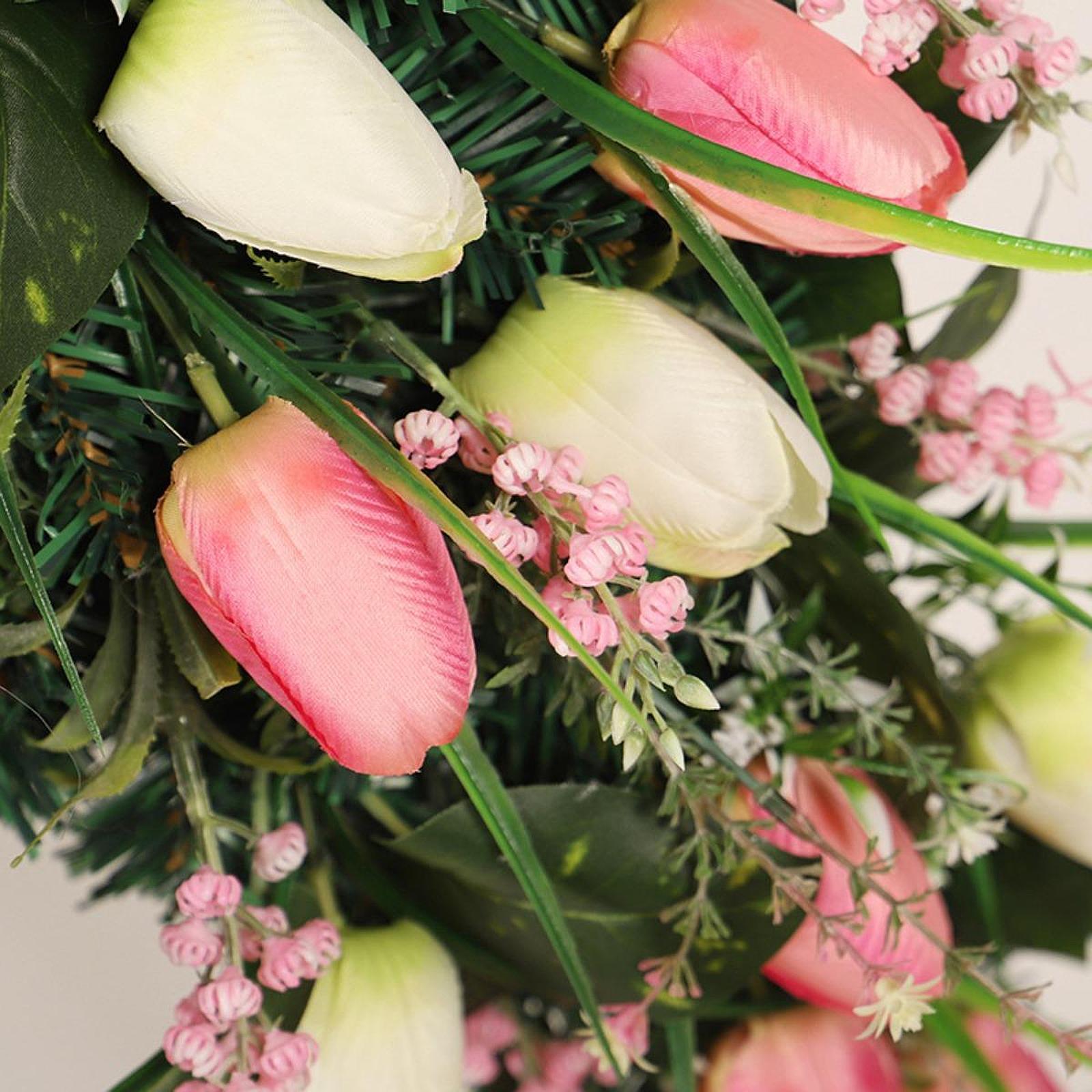 Tulip Teardrop Swag Decorative Spring Wreath for Staircase Office Door