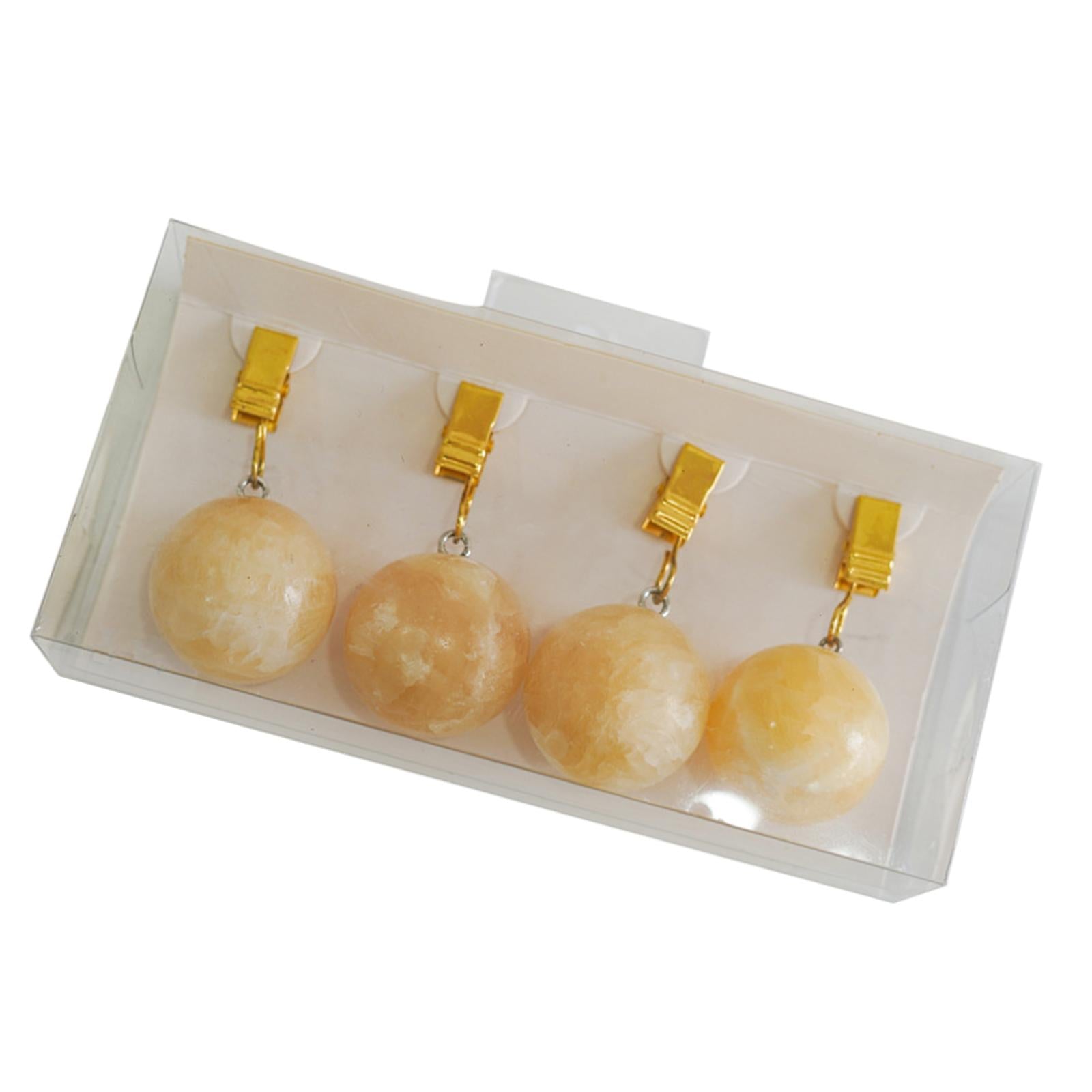 4x Tablecloth Weights Ornament Marble Balls Hangers for Outdoor Party Garden yellow