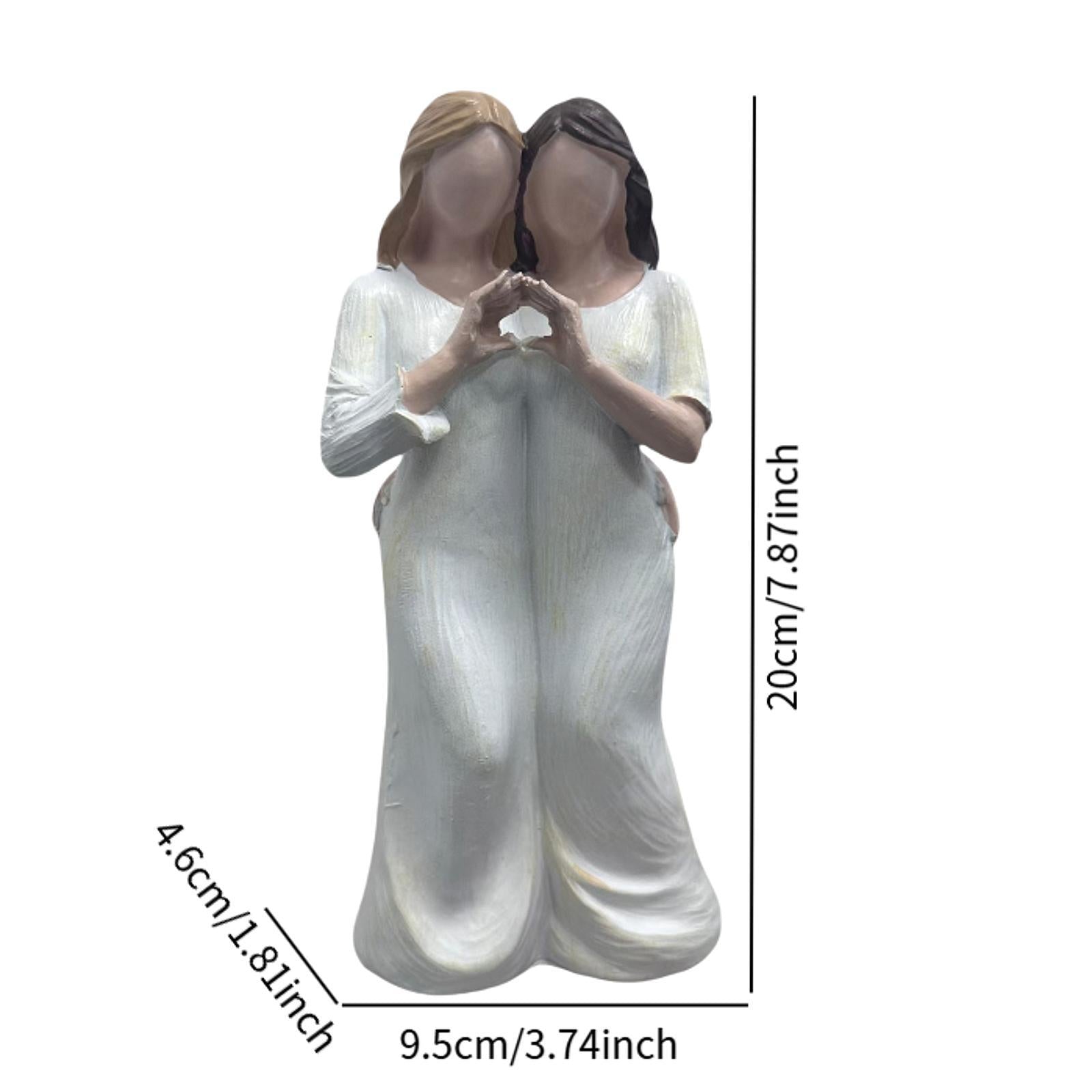 Sisters Girls Figurine Gift Resin Sculpture for Bookshelf Office Living Room