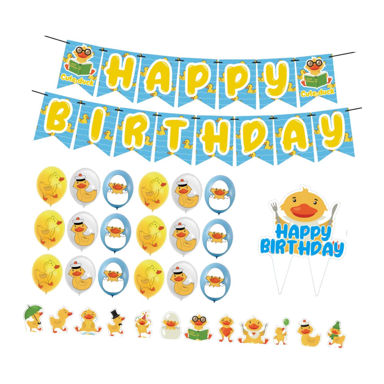 Duck Cartoon Birthday Decorations Balloons Banner for Boys Girls Baby Shower