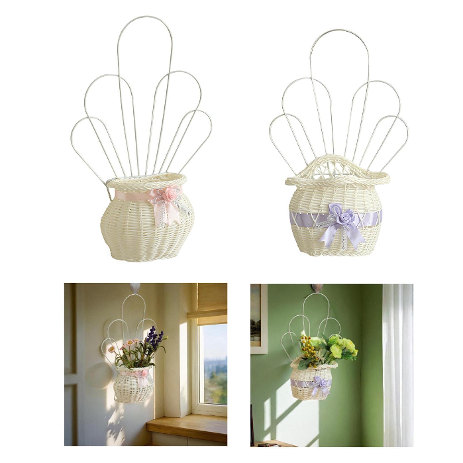 Hanging Storage Basket Flower Basket Organizer for Organizing Entryway House Pink