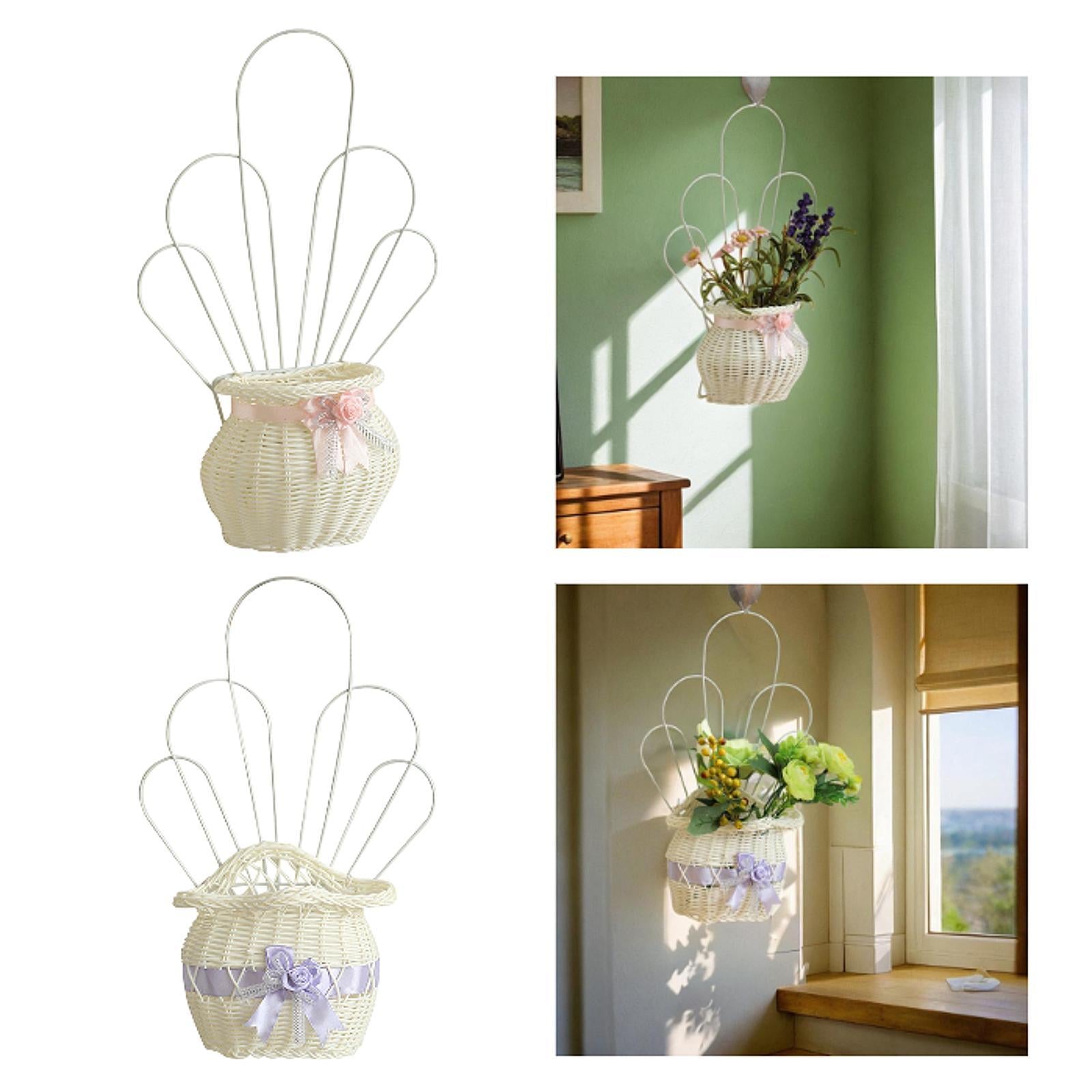 Hanging Storage Basket Flower Basket Organizer for Organizing Entryway House Pink