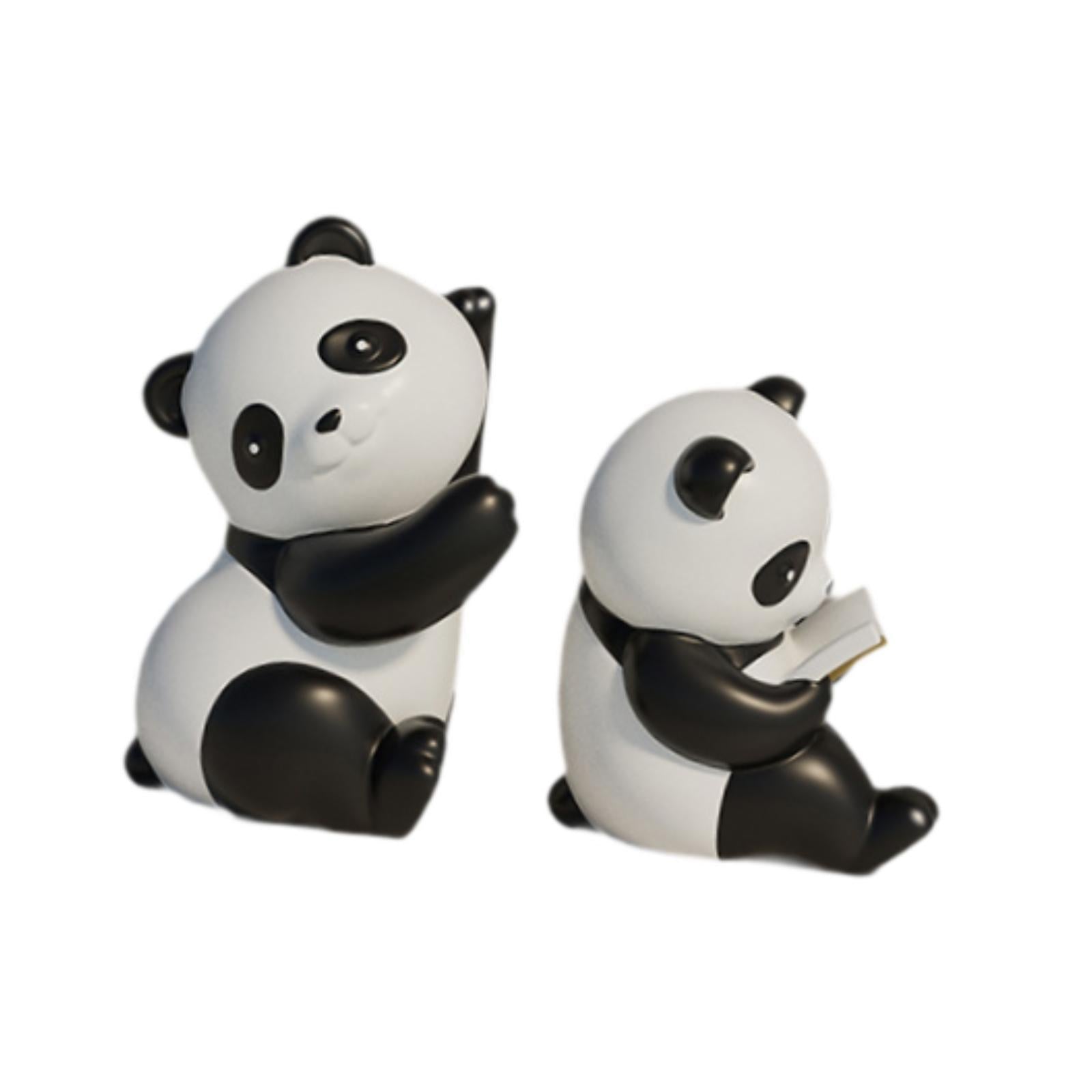 Panda Bookends Statuettes Craft Cute Sculptures for Decorative Bedroom Table