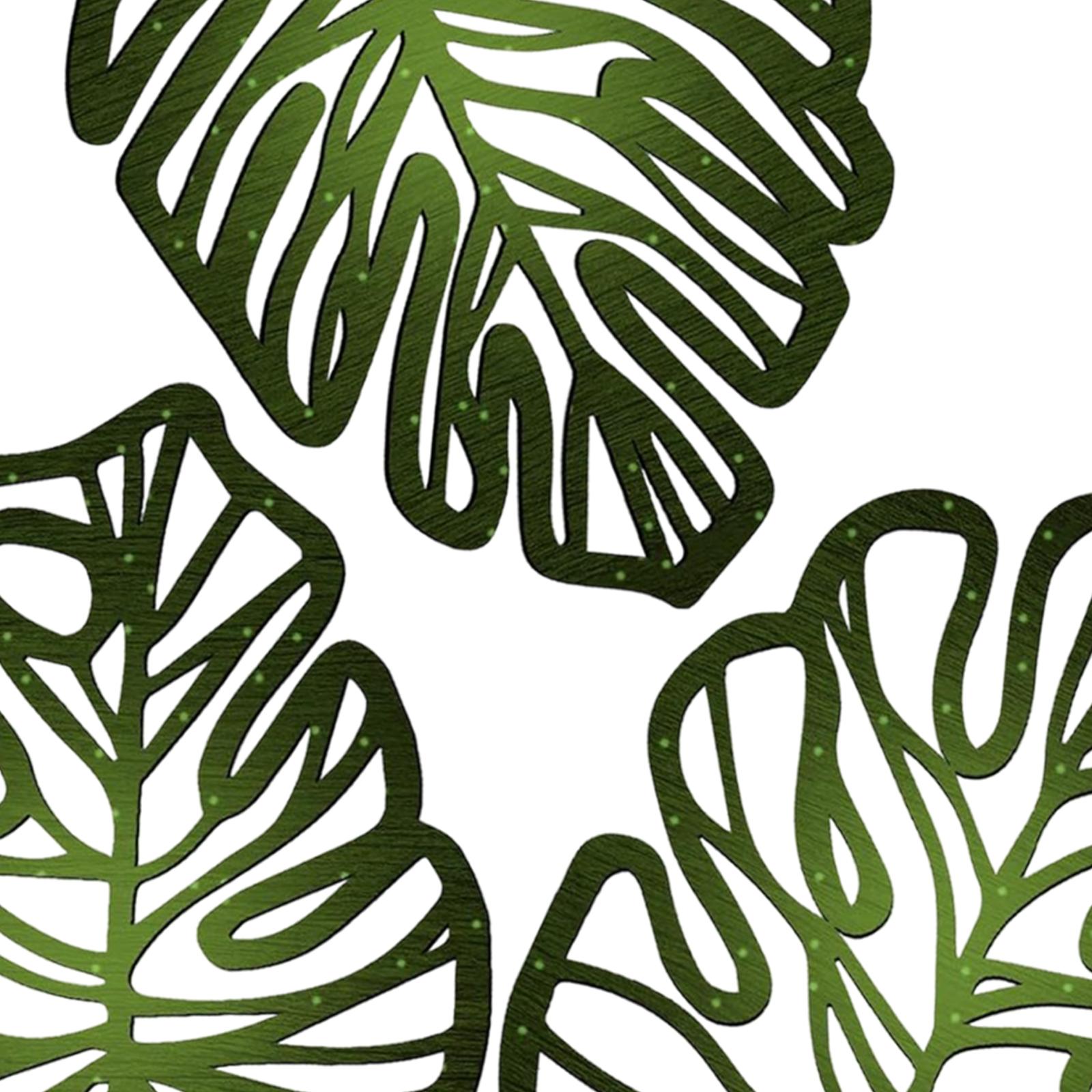 3 Pieces Palm Leaves Wood Wall Decor Artwork for Hallway Balcony Living Room Green