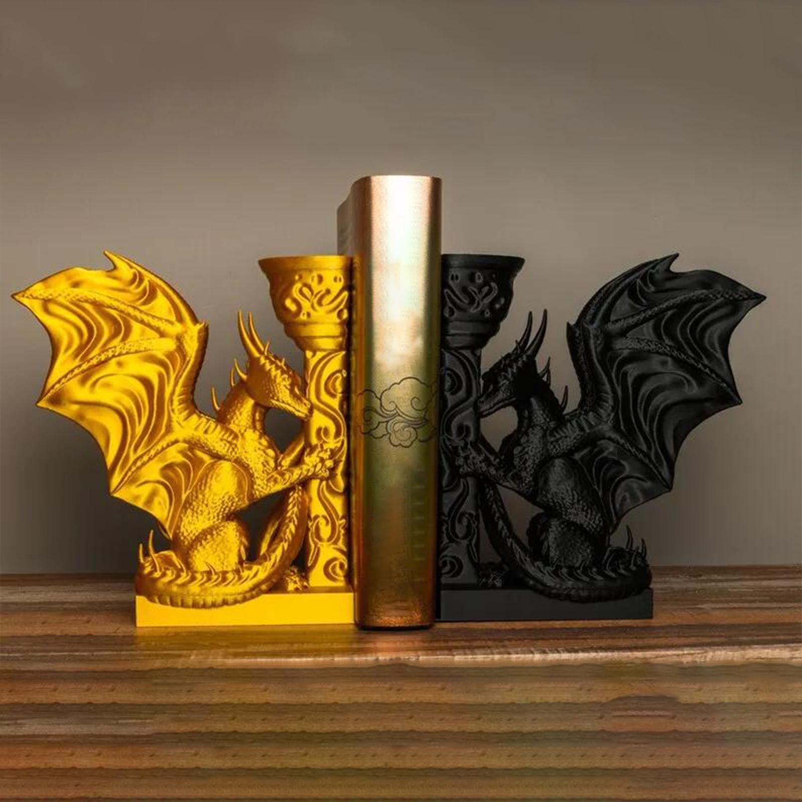 Dragon Bookend Creative Crafts Decorative Book Stopper for Farmhouse Hallway Golden