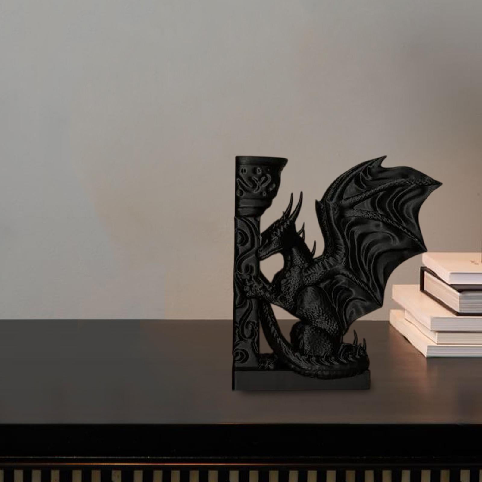 Dragon Bookend Creative Crafts Decorative Book Stopper for Farmhouse Hallway Black