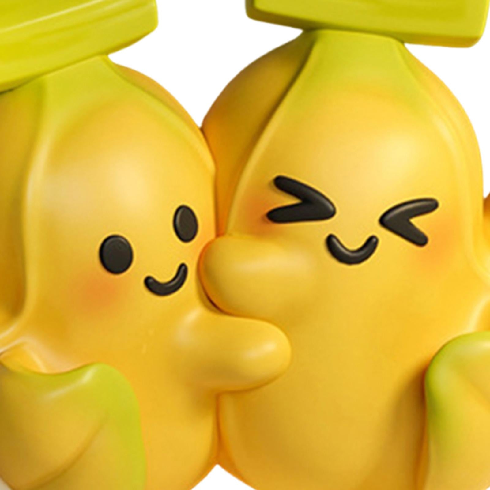 2 Pieces Cute Bookends Statue Novelty Resin Ornament for Hallway Living Room Bananas
